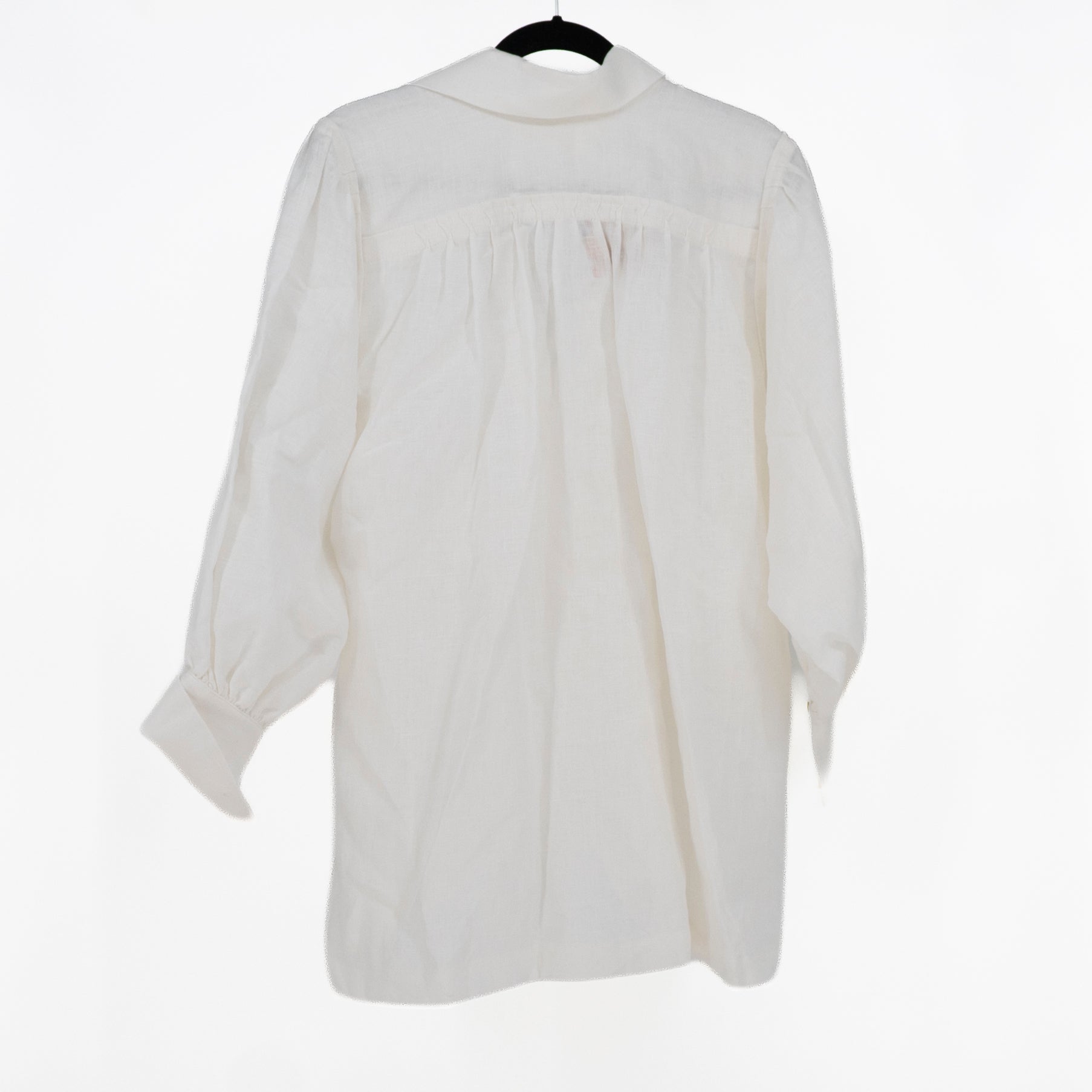 NEW Les Vacances Linen Collared V Neck Quarter Sleeve Blouse Shirt Top White S