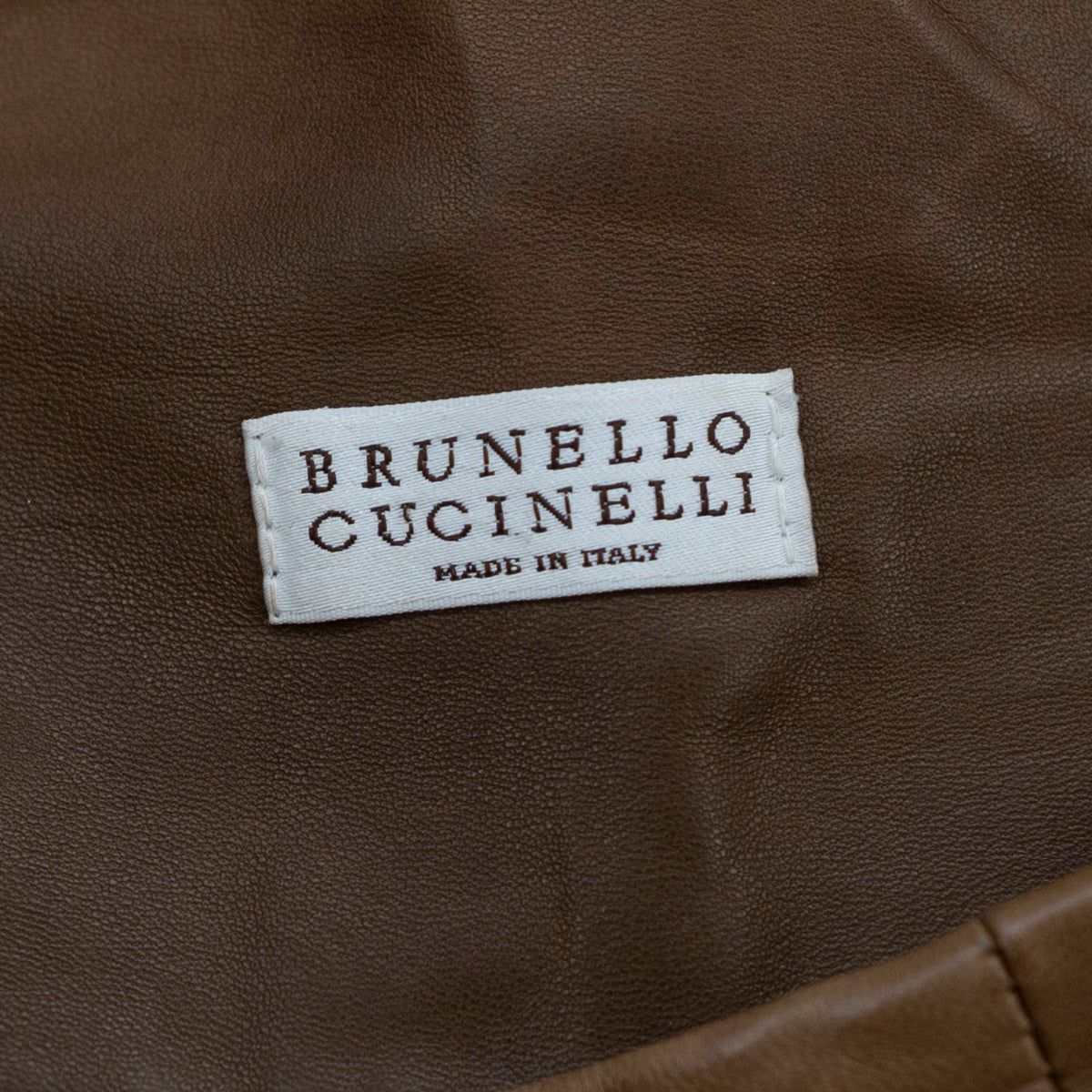 Brunello Cucinelli Genuine Leather A Line Pull On Mini Skirt Brown Tan 12