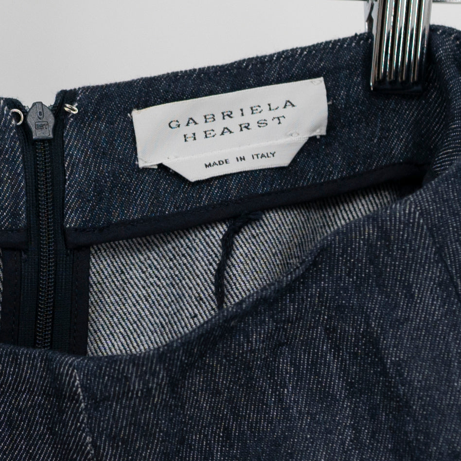 Gabriela Hearst High Rise Pull In Linen Cotton A Line Maxi Skrit In Dark Denim 