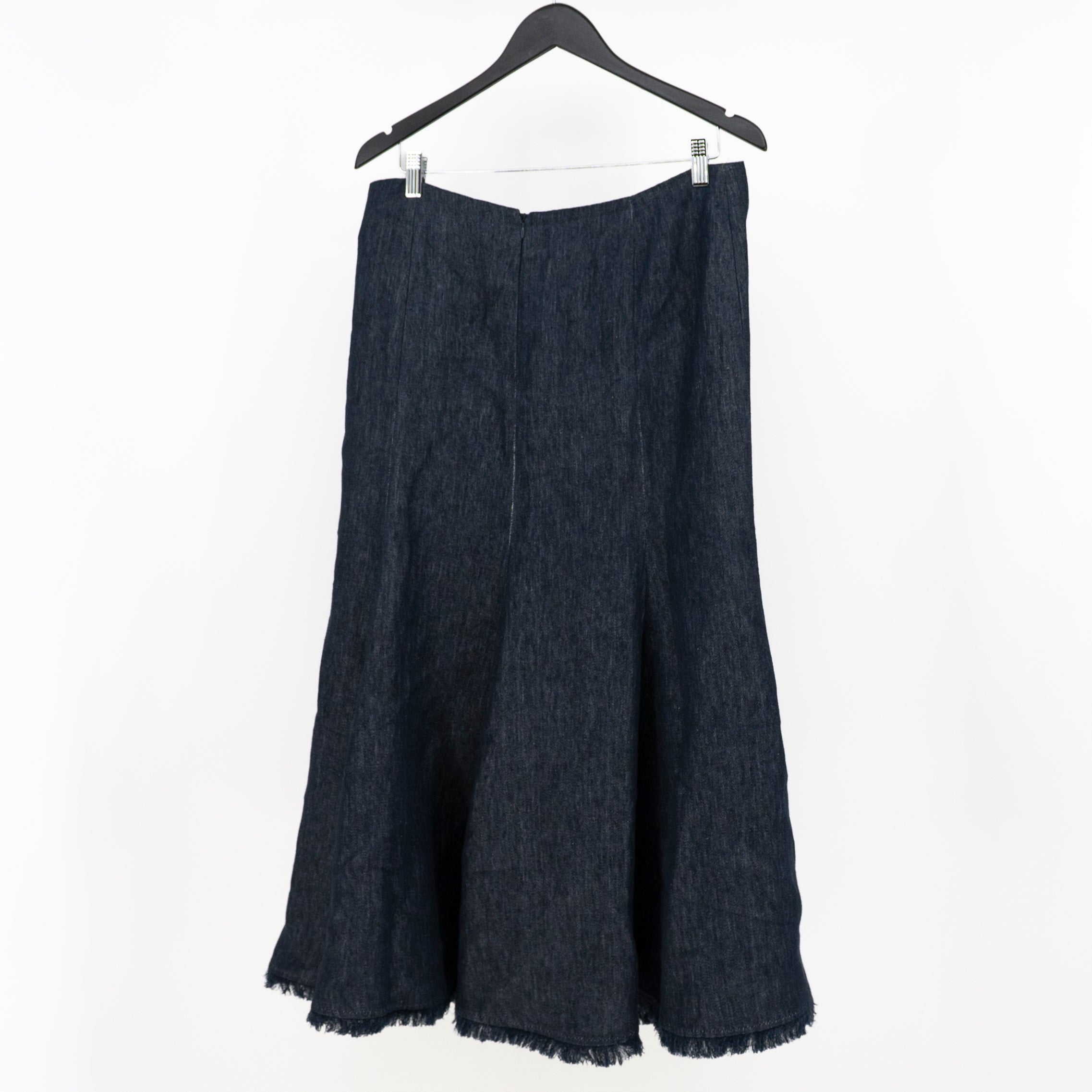 Gabriela Hearst High Rise Pull In Linen Cotton A Line Maxi Skrit In Dark Denim 