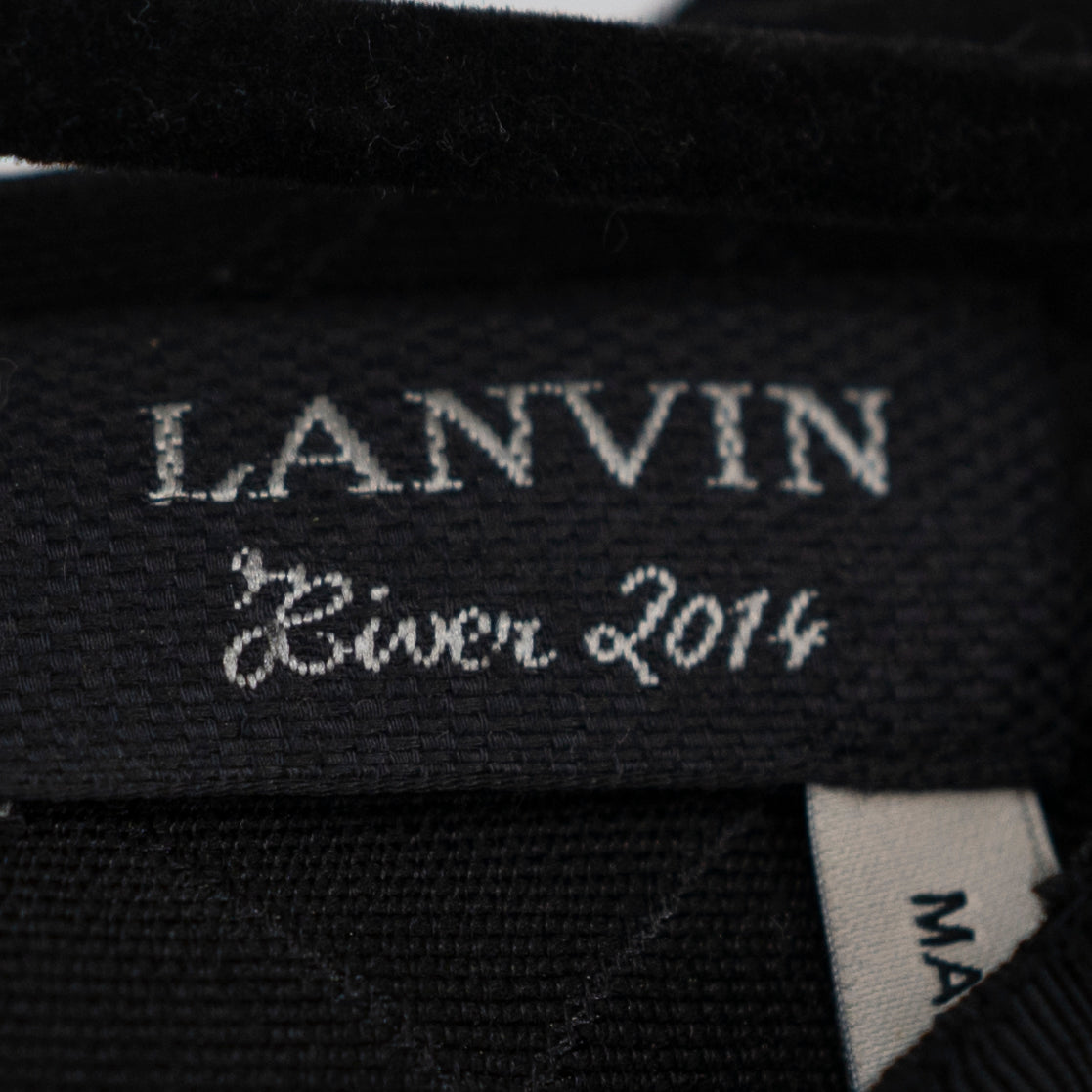 Lanvin Women's Silk Blend Crystal Jewel Diamond Embellished Blouse Black Large