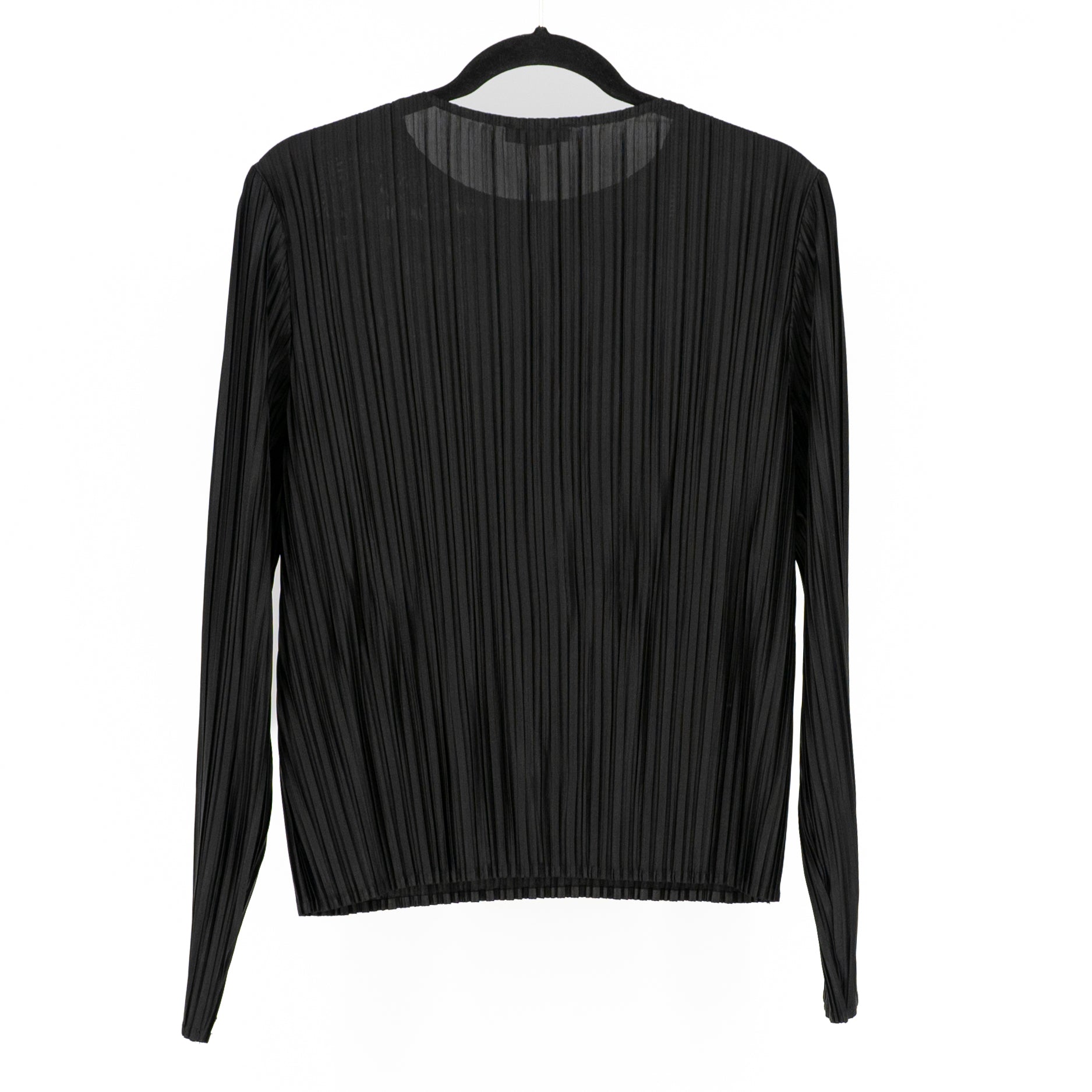 NEW Ruti Relaxed Pleated Long Sleeve Lightweight Blouse Shirt Top Black Medium
