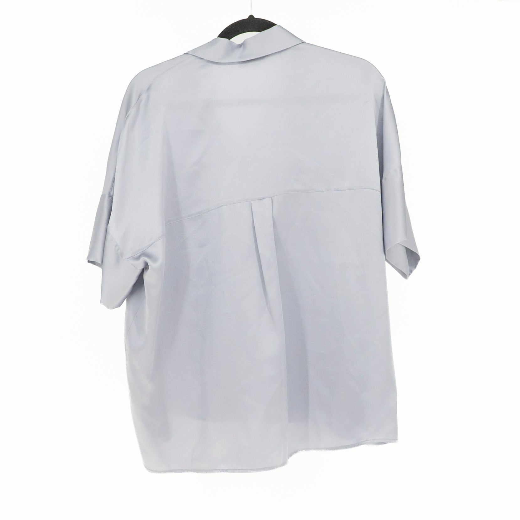 Vince Women's Silk Satin Collared Button Down Short Sleeve Lightweight Blouse M