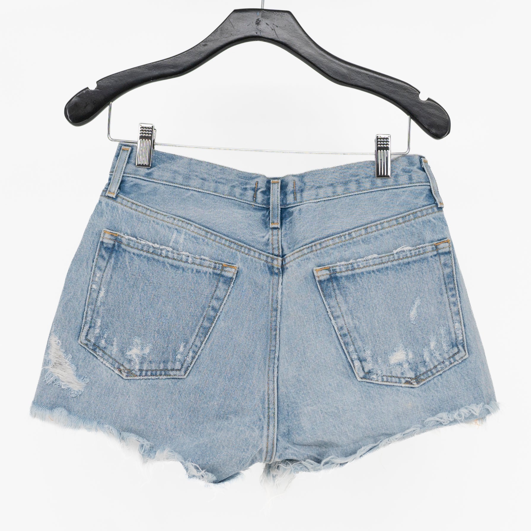 Agolde Women's Parker Cotton High Rise Distressed Denim Jean Mini Shorts Blue 26