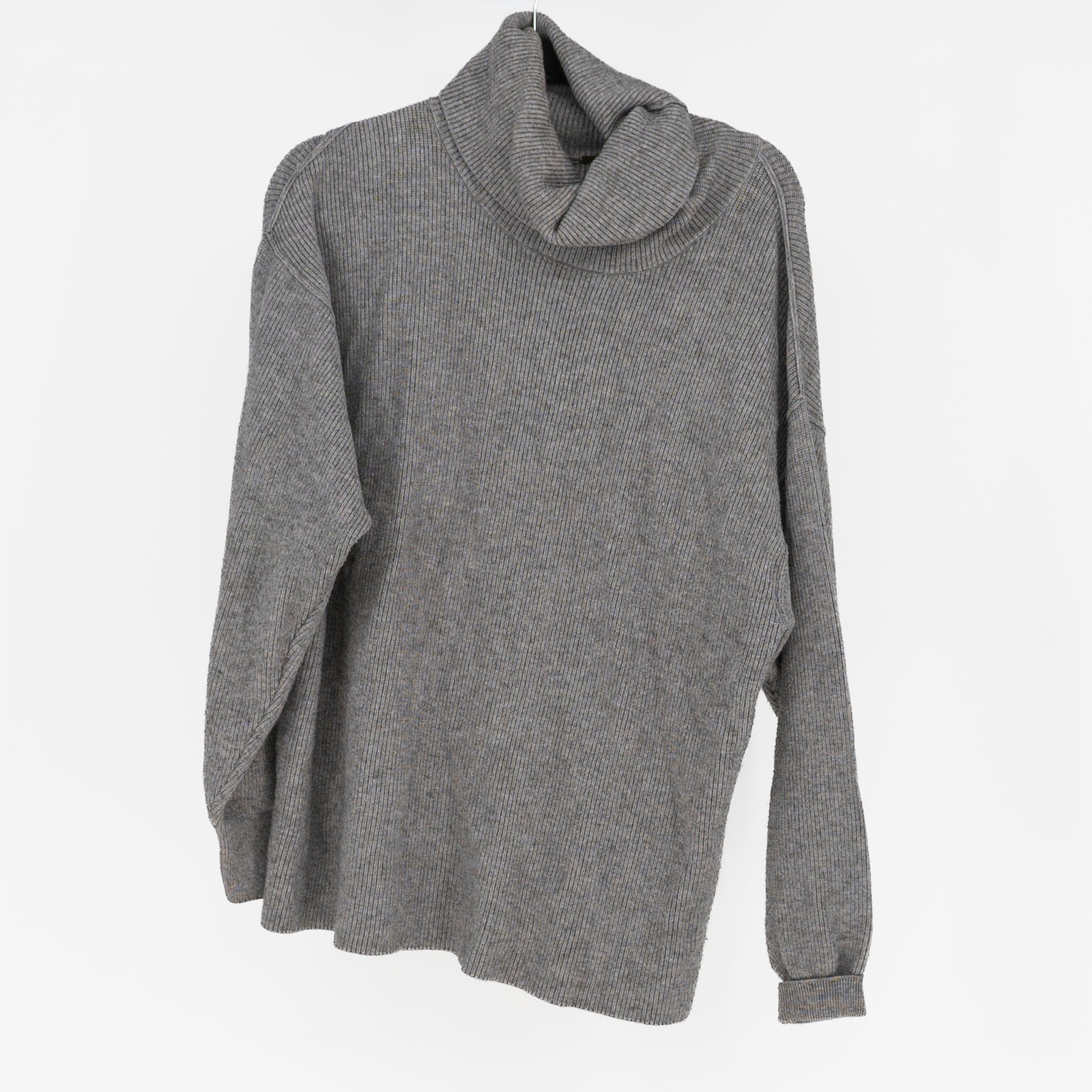 Free People Women's Ribbed Knit Turtleneck Pullover Long Sleeve Sweater Gray XS