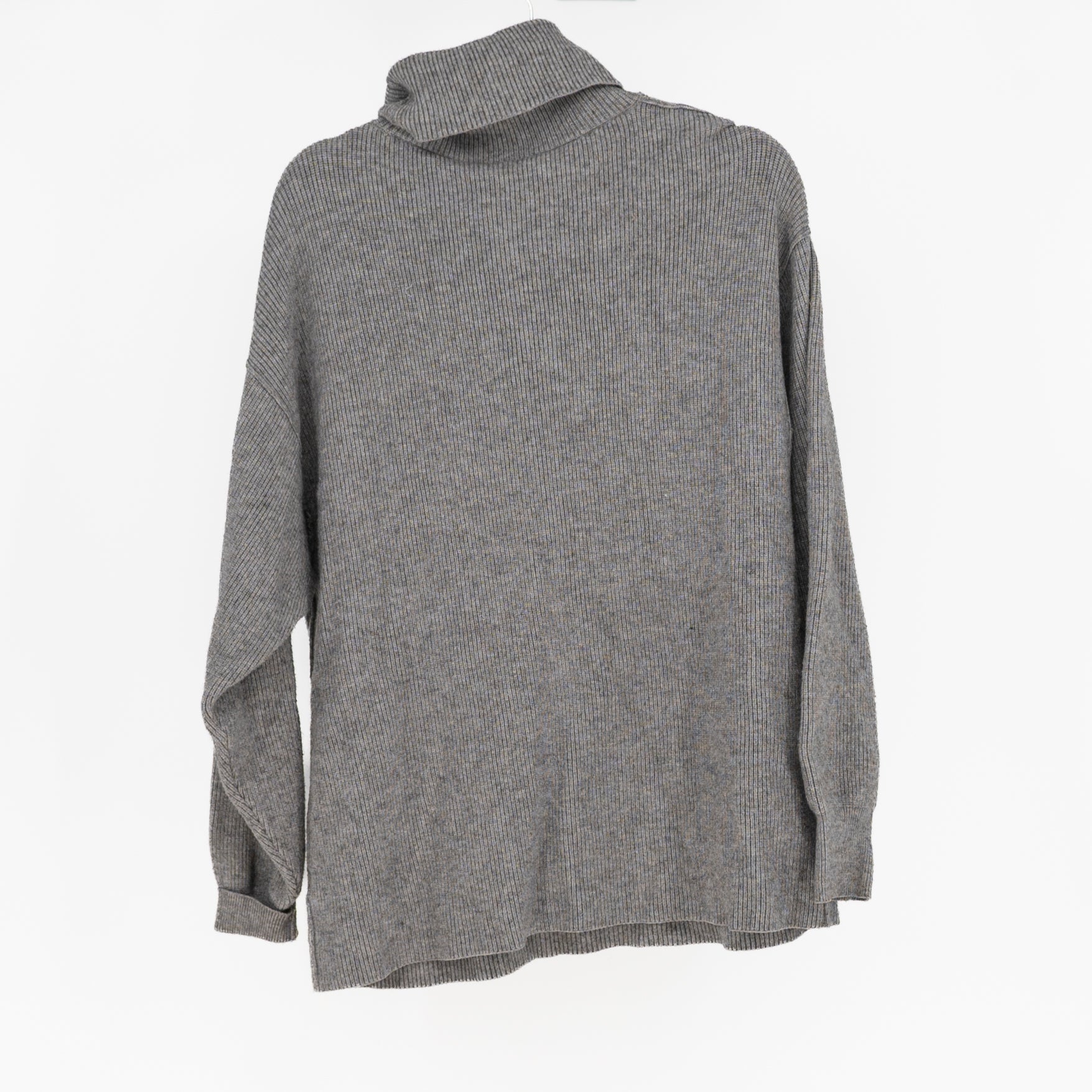 Free People Women's Ribbed Knit Turtleneck Pullover Long Sleeve Sweater Gray XS