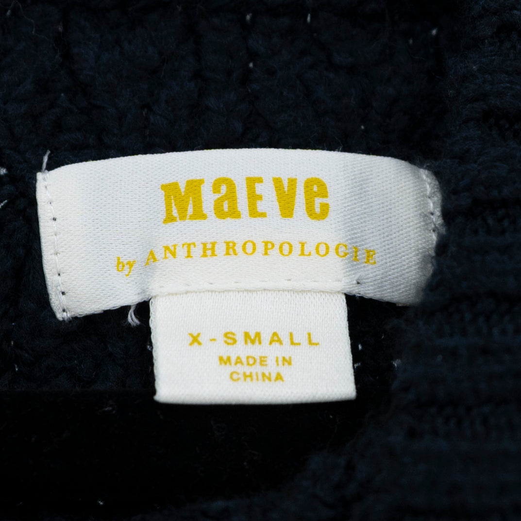NEW Maeve Anthropologie Cable Knit Cotton Blend Layered Pullover Sweater Blue XS