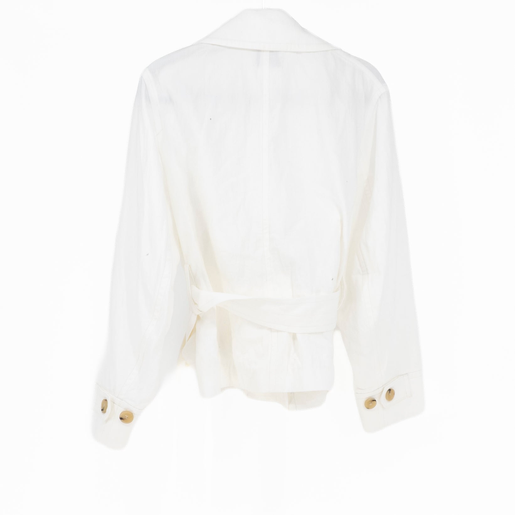 Vince Women's Cotton Cropped Casual Belted Blazer Jacket White Medium