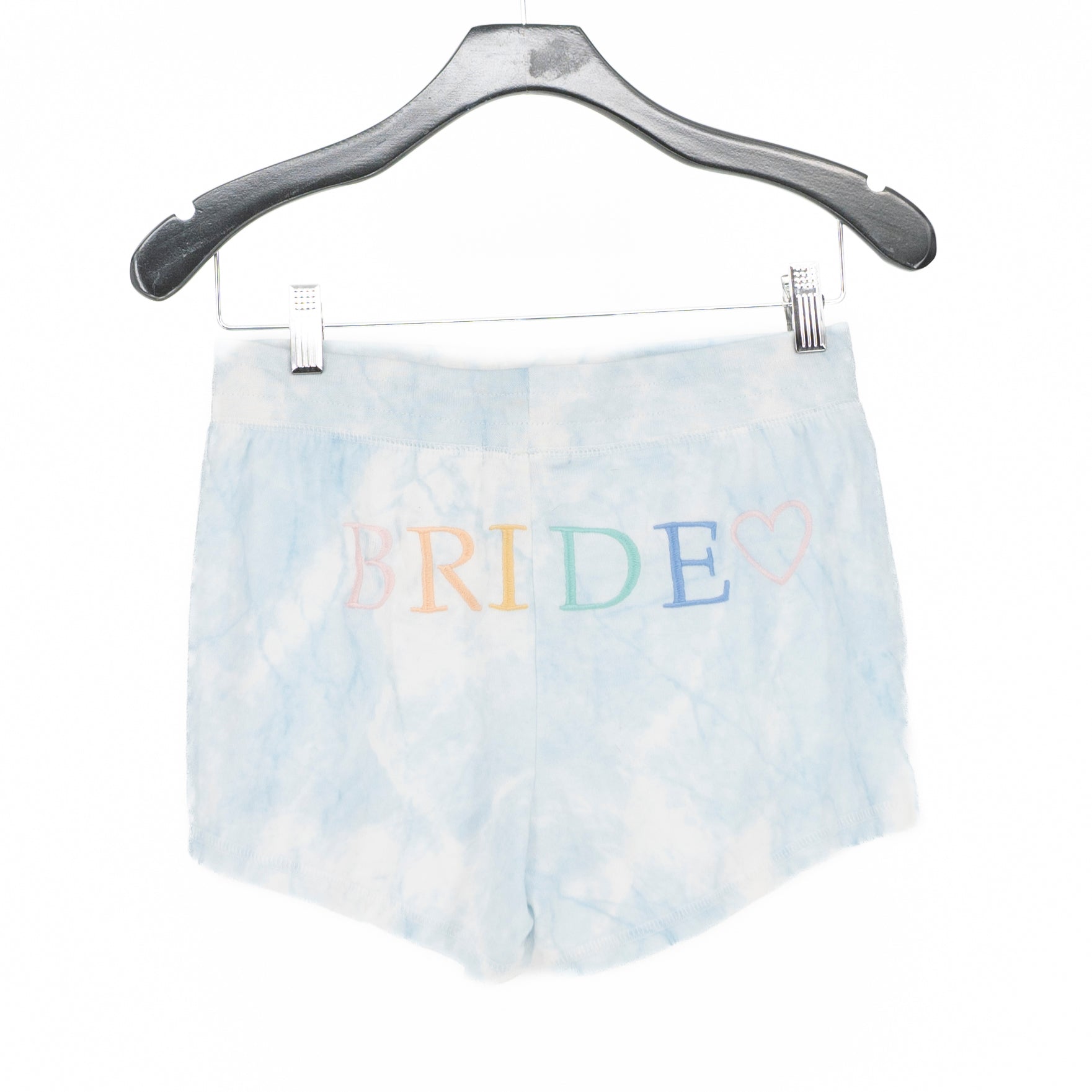 NEW PJ Savage Bride Embroidered Sleep Lounge Mini Pajama Shorts Powder Blue XS