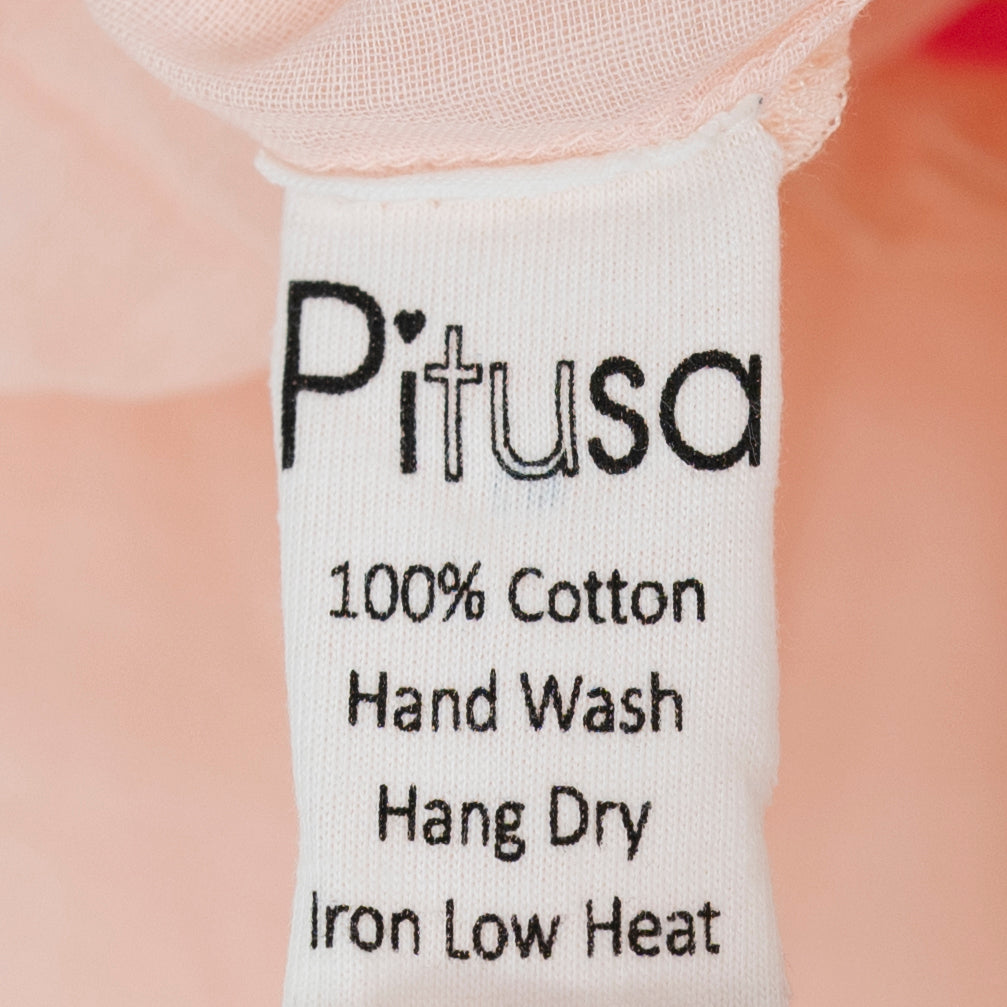 Pitusa Cotton Off The Shoulder Lightweight Mini Ruffle Dress Peach Pink Small