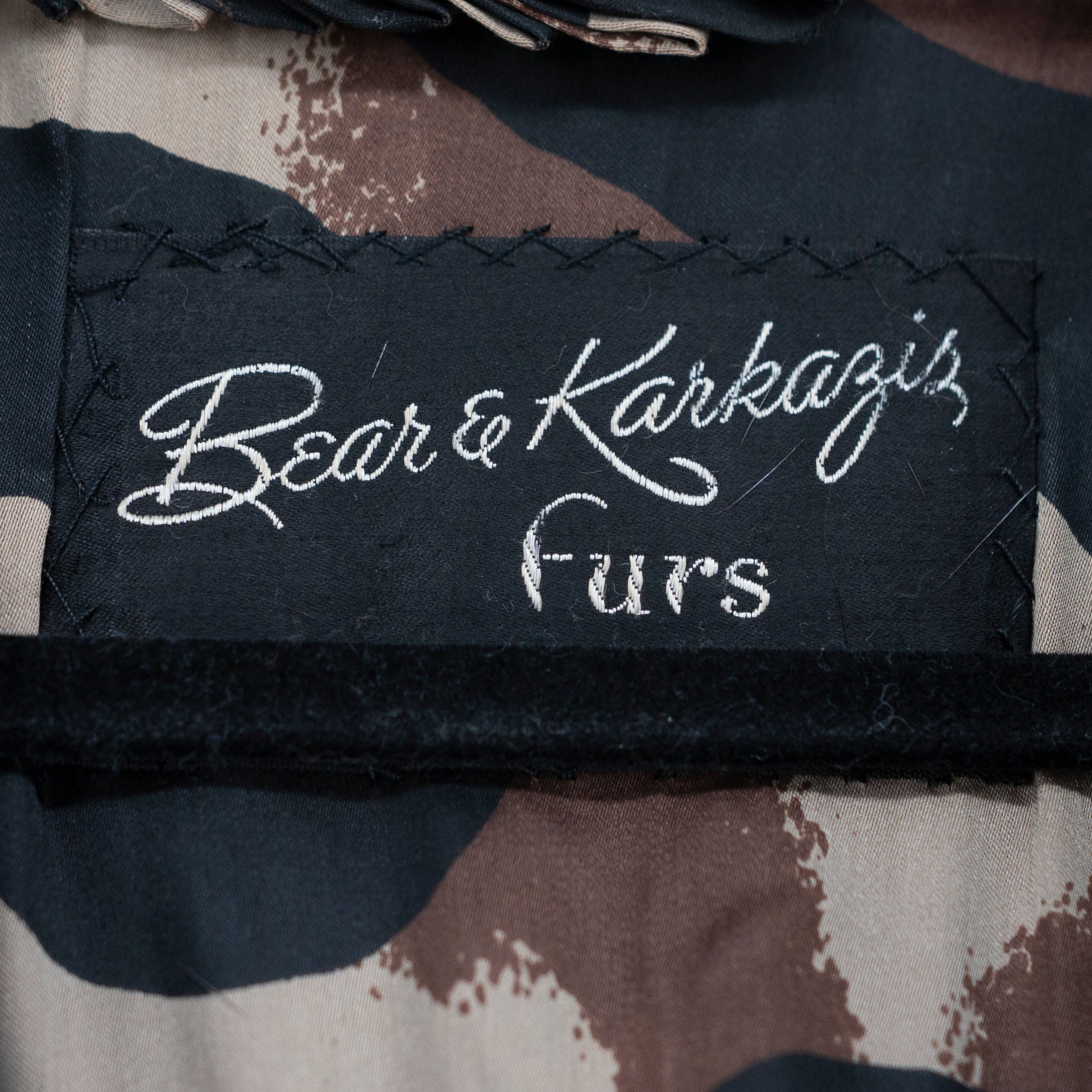 Bear & Karkazis Vintage Genuine Fur Silk Lined Full Length Coat Jacket Brown