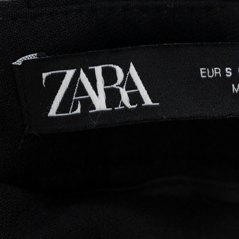 Zara Women's High Waisted Pleated Crepe Mini Shorts Black Small