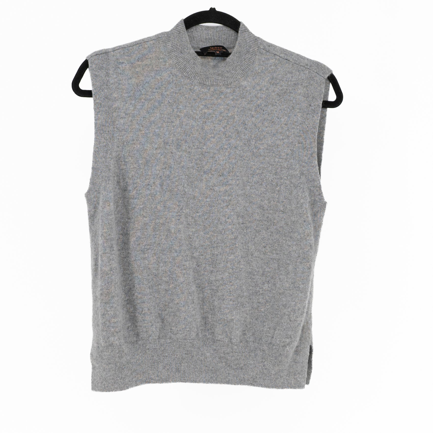 Quince Mongolian Cashmere Knit Stretch Mock Neck Sleeveless Sweater Heather Grey
