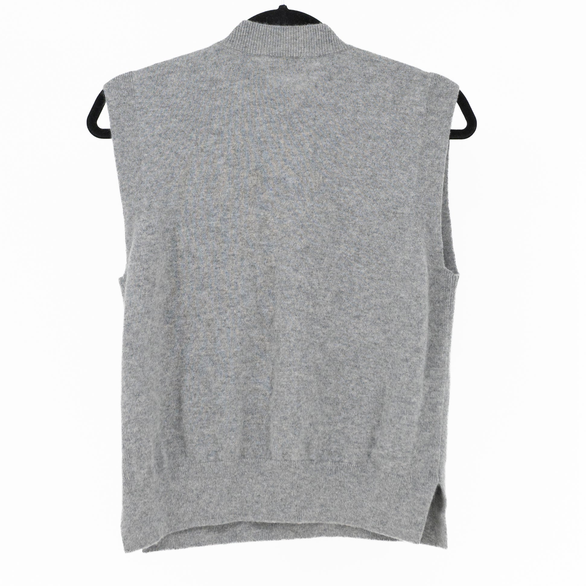Quince Mongolian Cashmere Knit Stretch Mock Neck Sleeveless Sweater Heather Grey