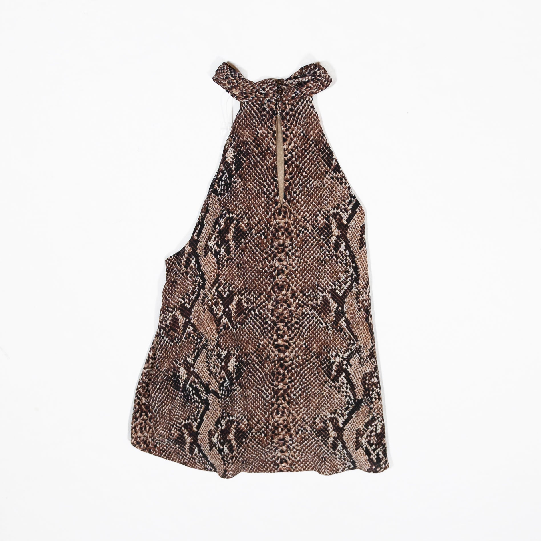 NEW Joie Cedra B Silk Chiffon Halter Neck Cut Out Natural Snake Python Blouse