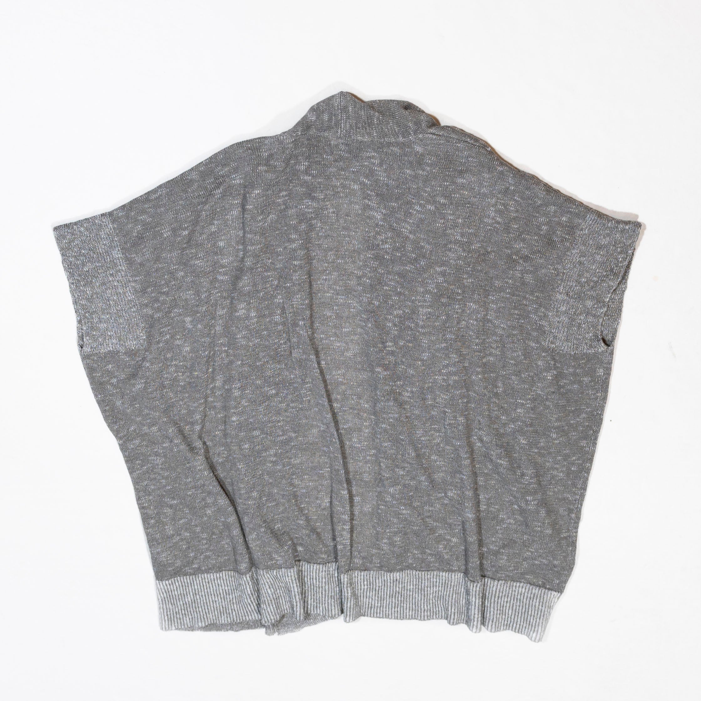 NEW Eileen Fisher Organic Linen Cotton Lightweight Slub Open Front Cardigan Gray