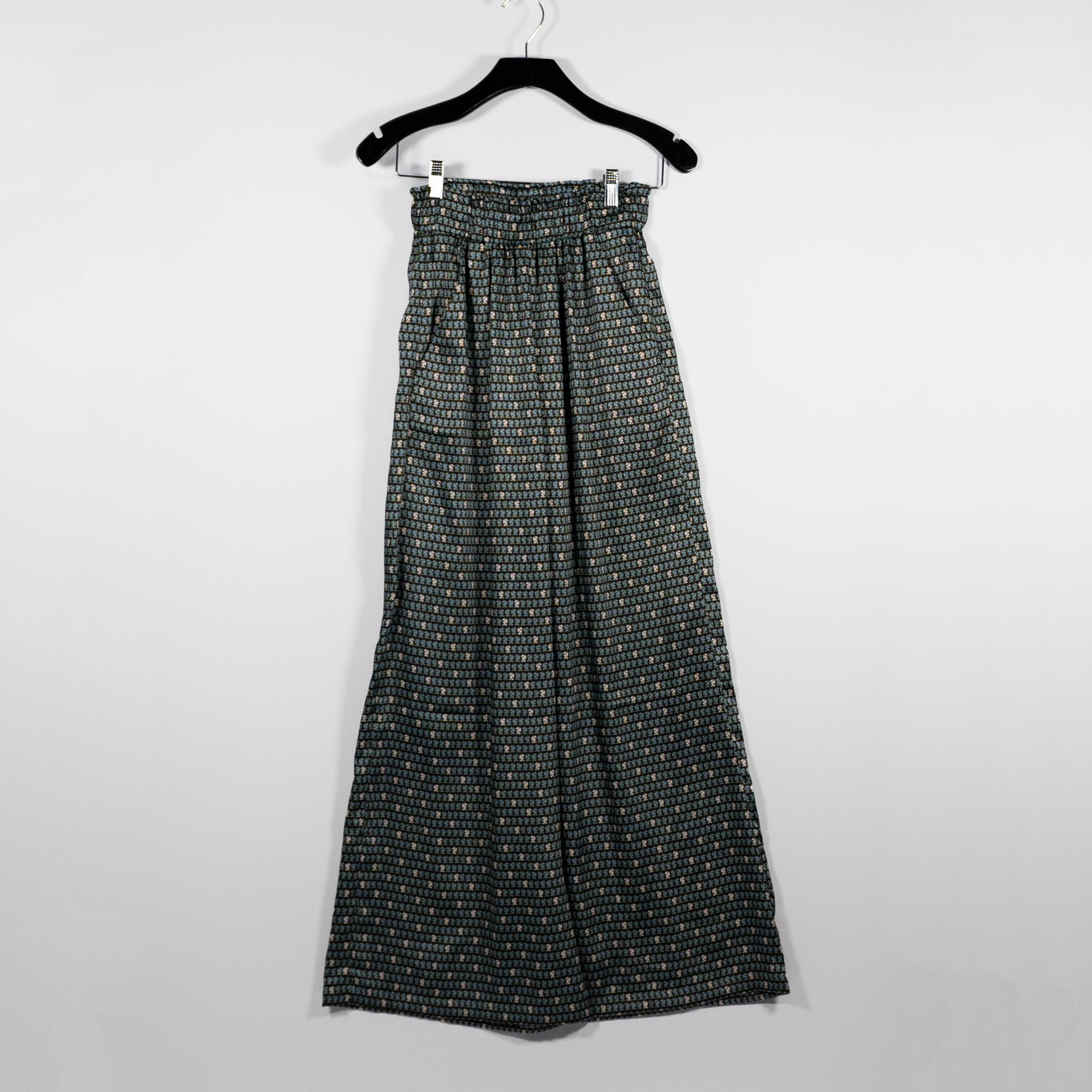 Claudie Pierlot Satin Floaty Wide Leg Mid Rise Small Horse Print Trousers Pants