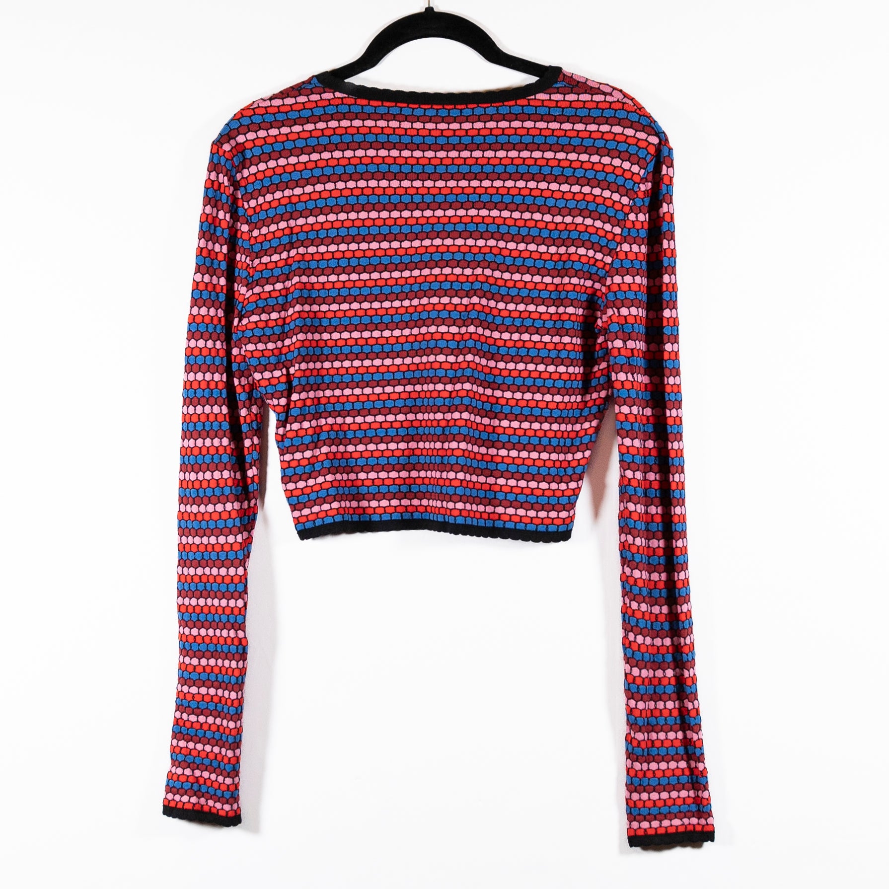 Zara Knit Women's Multi Color Textured Crew Neck Long Sleeve Pullover Sweater M