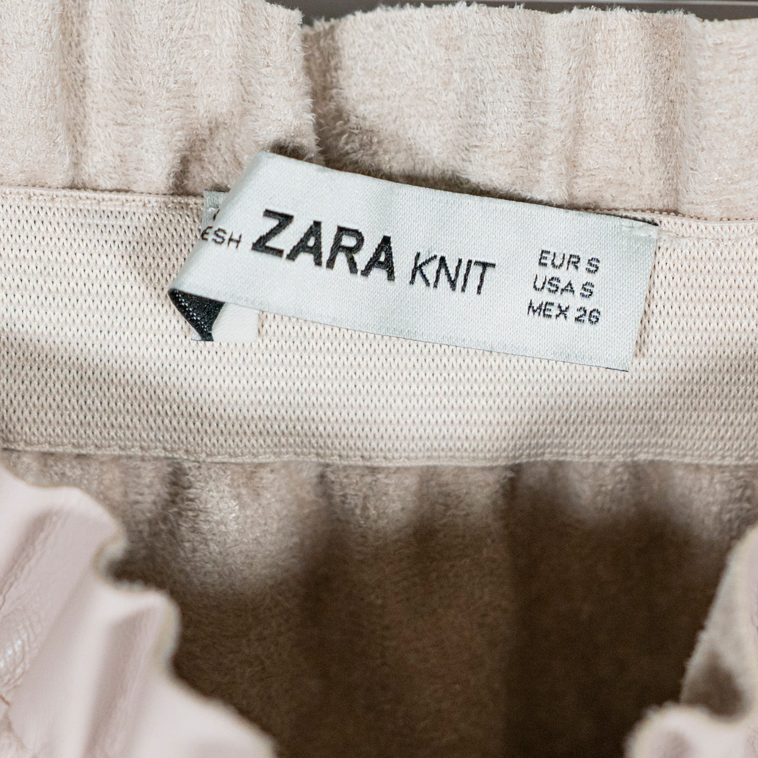 Zara Faux Vegan Leather Paper Bag Stretch Waist Mini Skirt Neutral Small