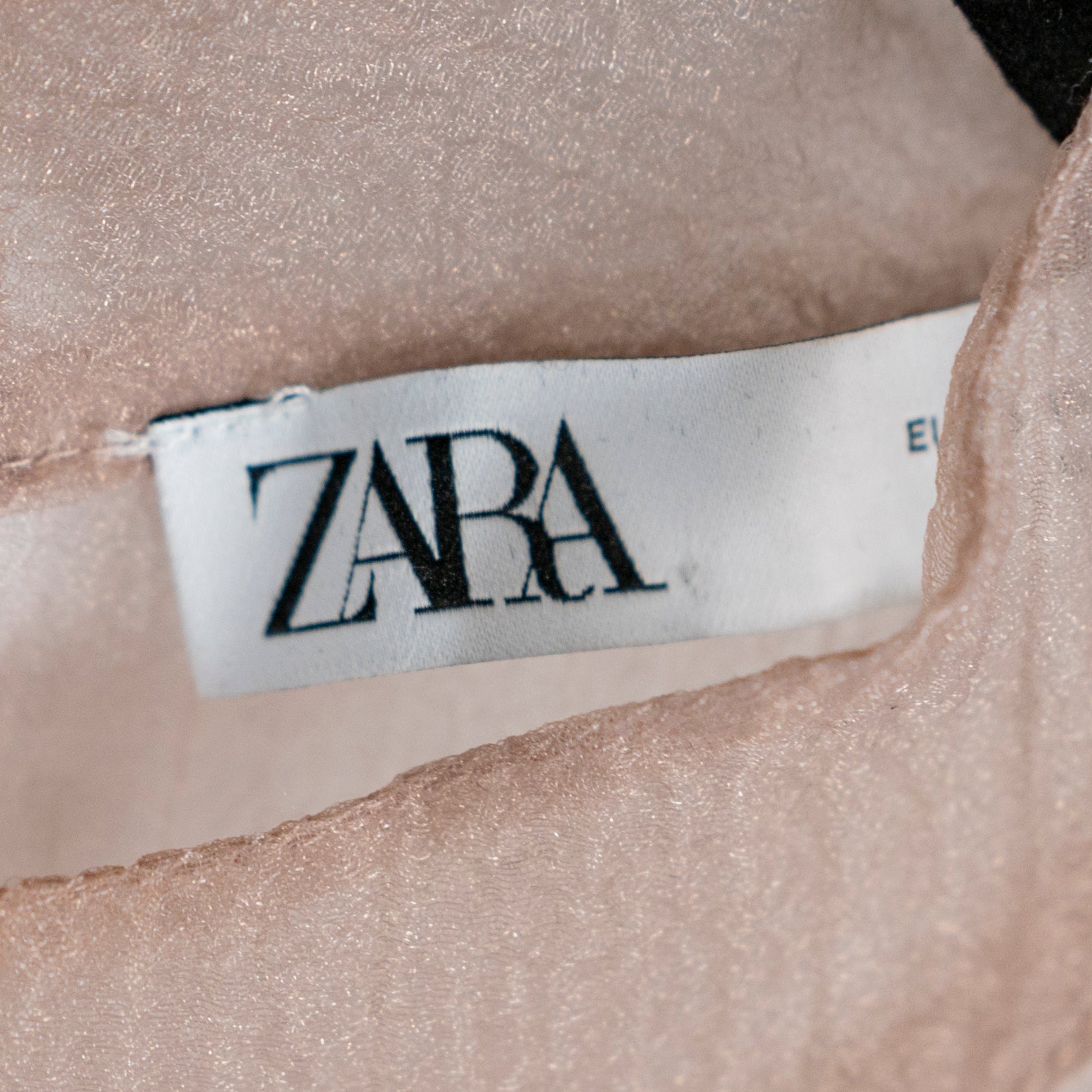 Zara Sheer Chiffon Tulle Mesh Ruffle Mock Collar Long Sleeve Sweater Blouse S