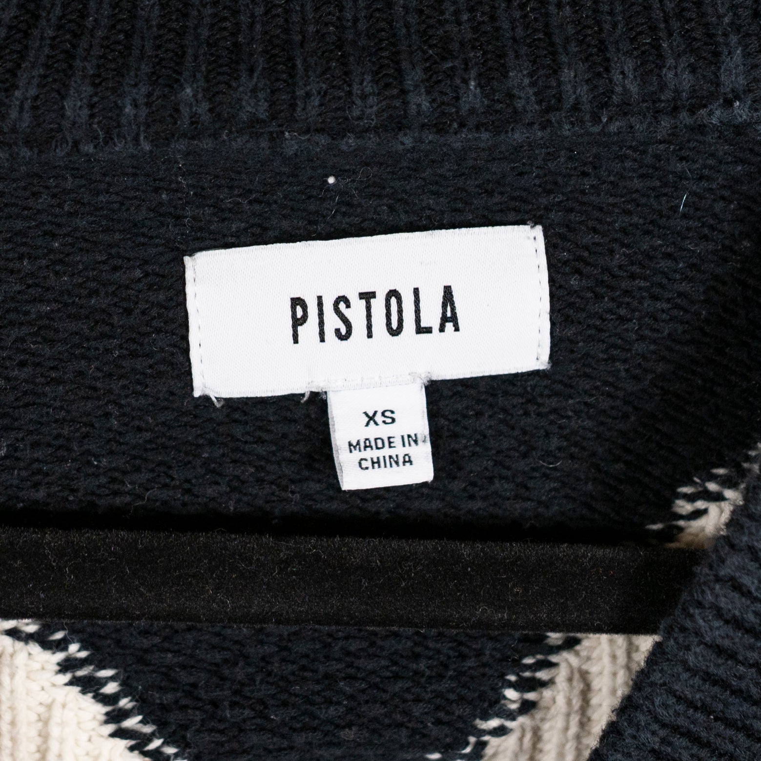 Pistola Evelyn Cotton Knit Button Cardigan Sweater Diamond Play Black White XS
