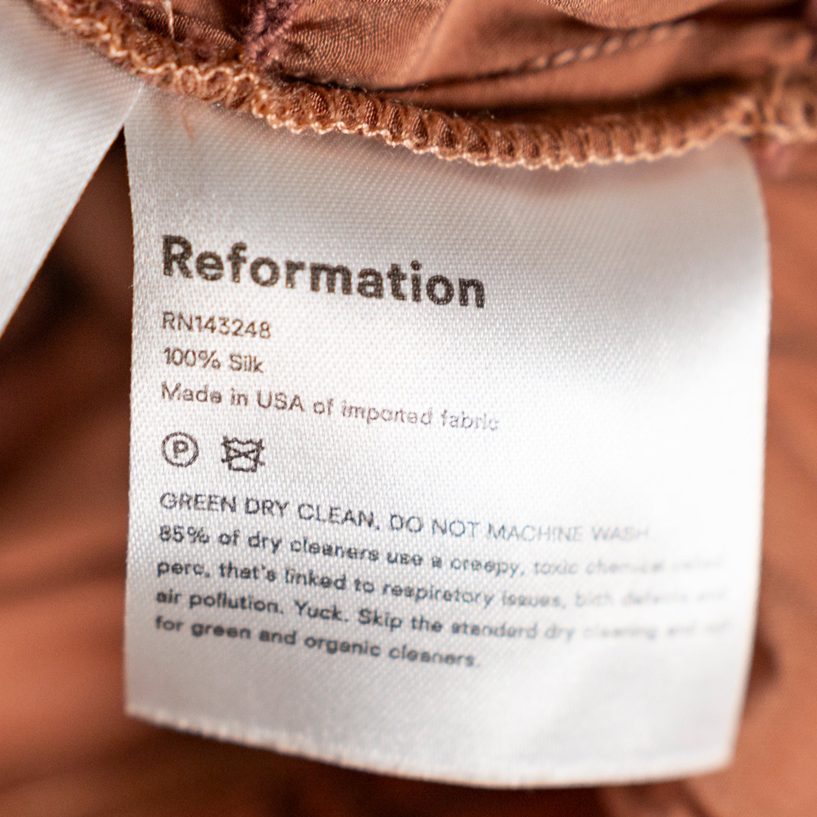 Reformation Viviana Ruched Cinched Silk Satin Tie Shoulder Tank Top Copper XS