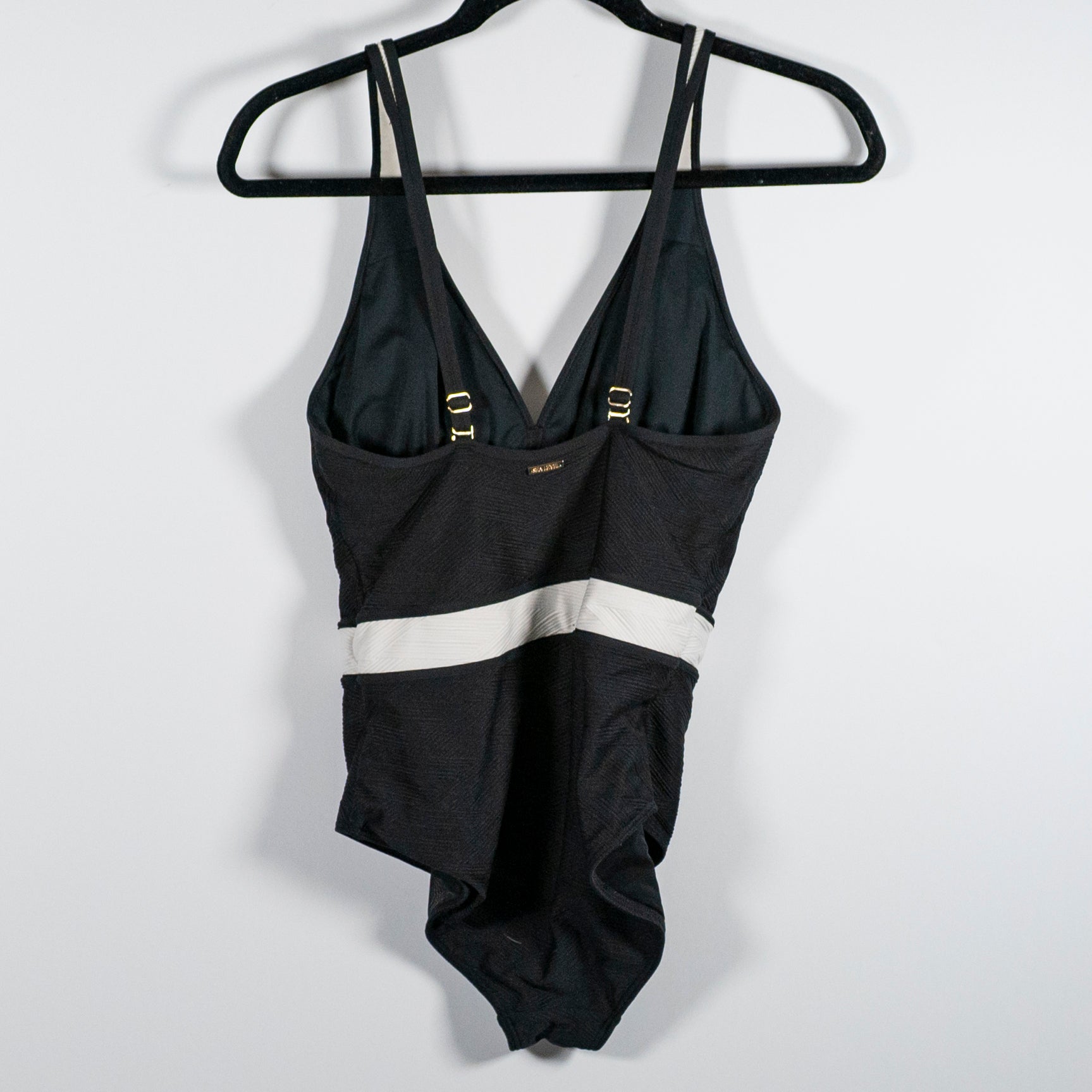 Sea Level Spliced Black White One Piece Bathing Swim Suit 6