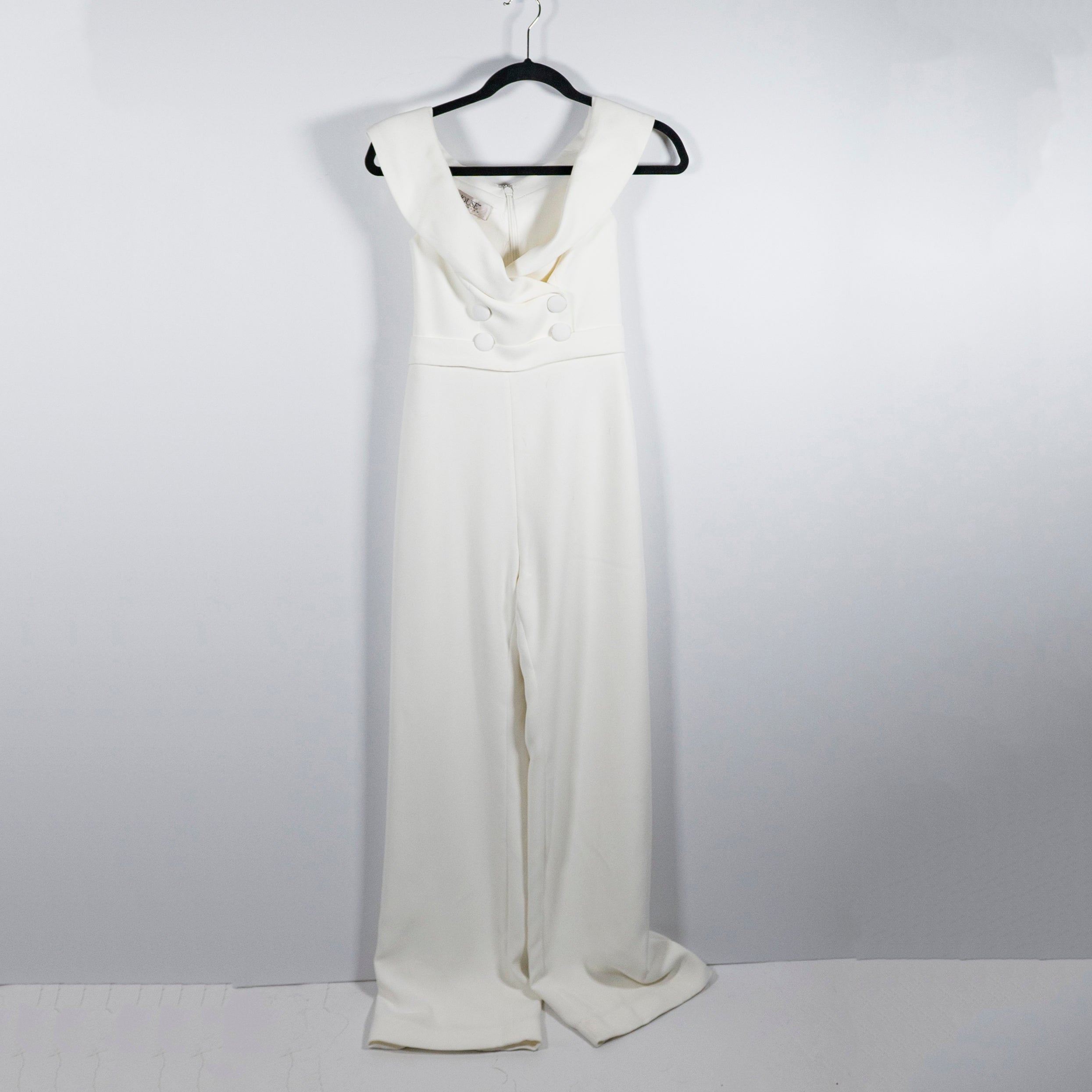 House Of CB Rissa Ponte Stretch Off The Shoulder Double Breasted Jumpsuit Jumper