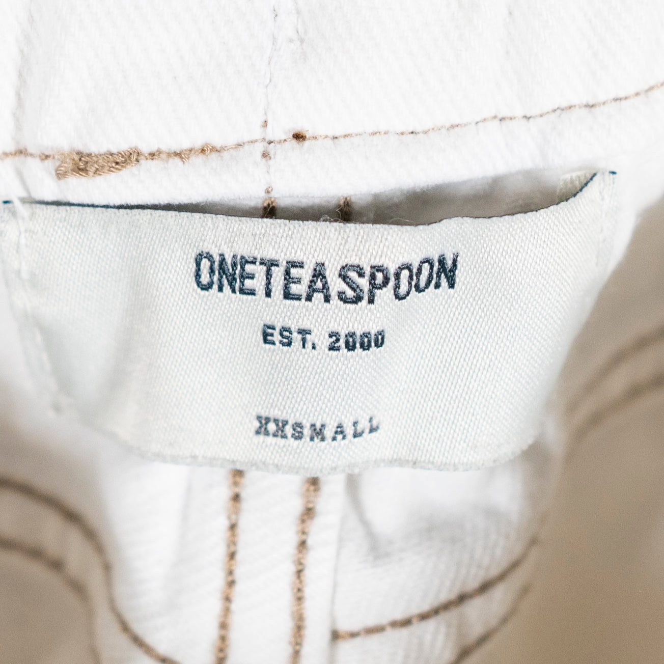 One Teaspoon Shabbies Drawstring Boyfriend Cotton Straight Leg Jeans White XXS