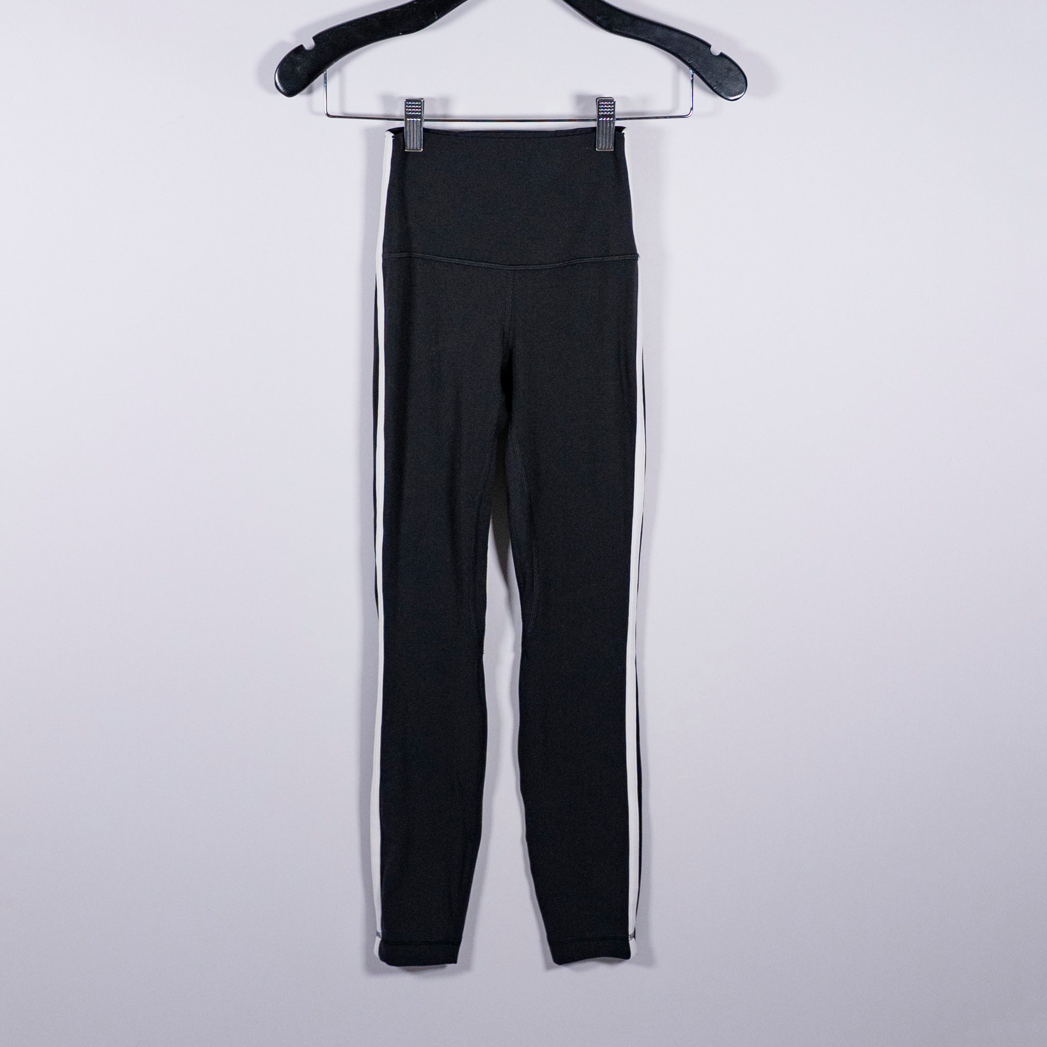 Lululemon Women's Align High Rise Side Stripe Tight Leggings 25" Black White 0