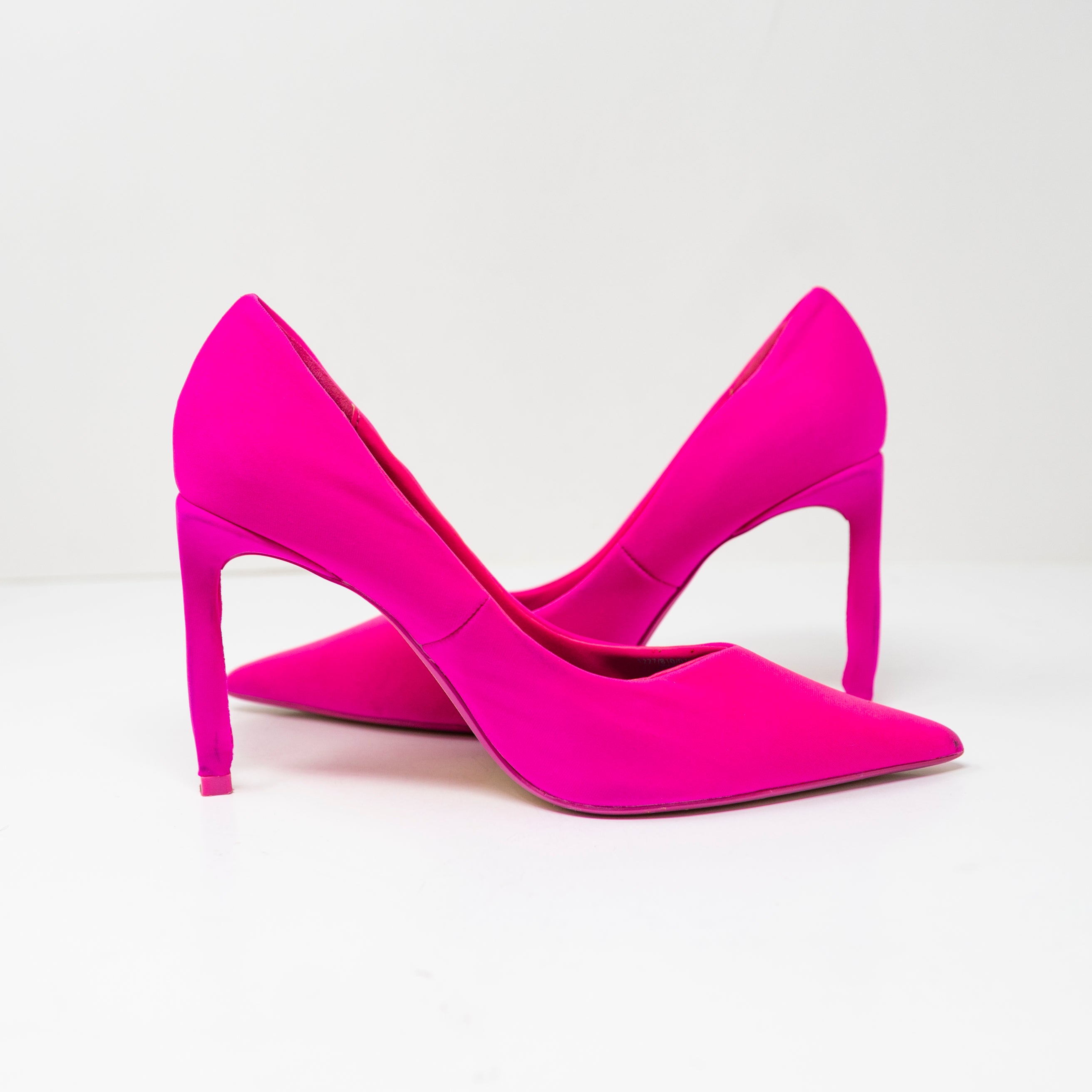 Zara Fabric Wrapped Pointed Toe High Heels Stilettos Shoes Slip On Neon Pink 7