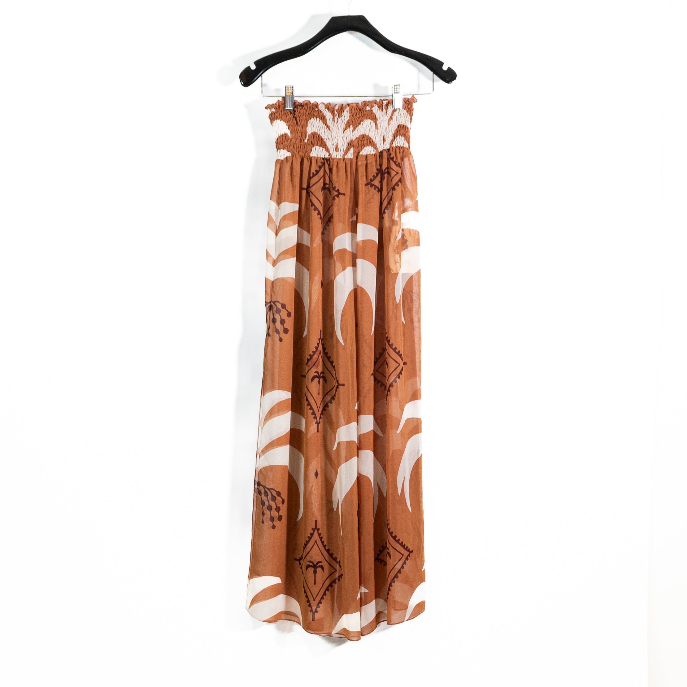 NEW Johanna Ortiz Eternity Sem Sheer Chiffon Straight Leg Light Peach Ecru Pants