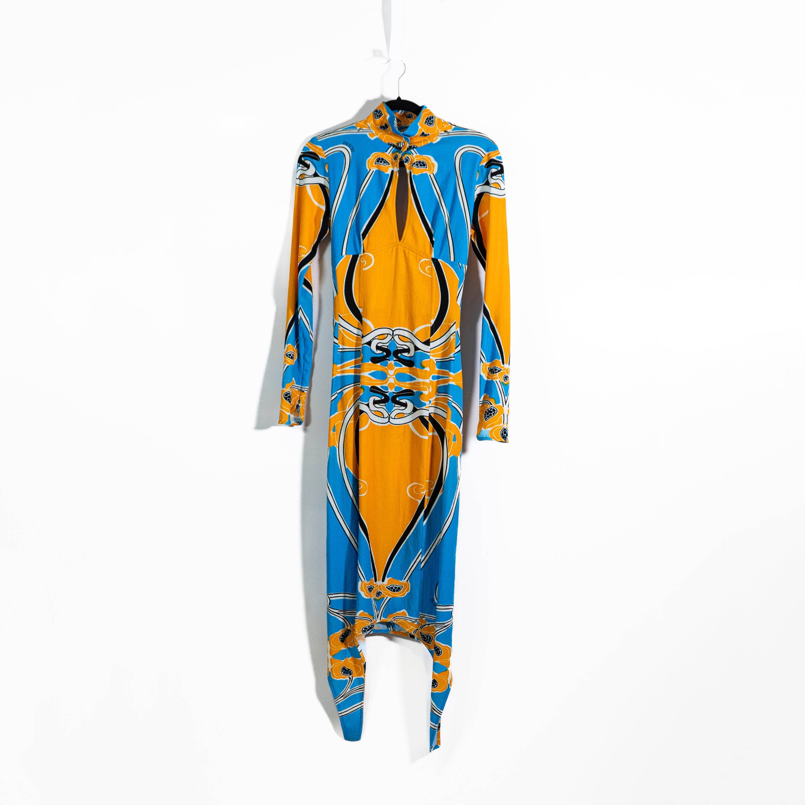 Patou Open Back In Printed Organic Stretch Seersucker Tapisserie Midi Dress 38