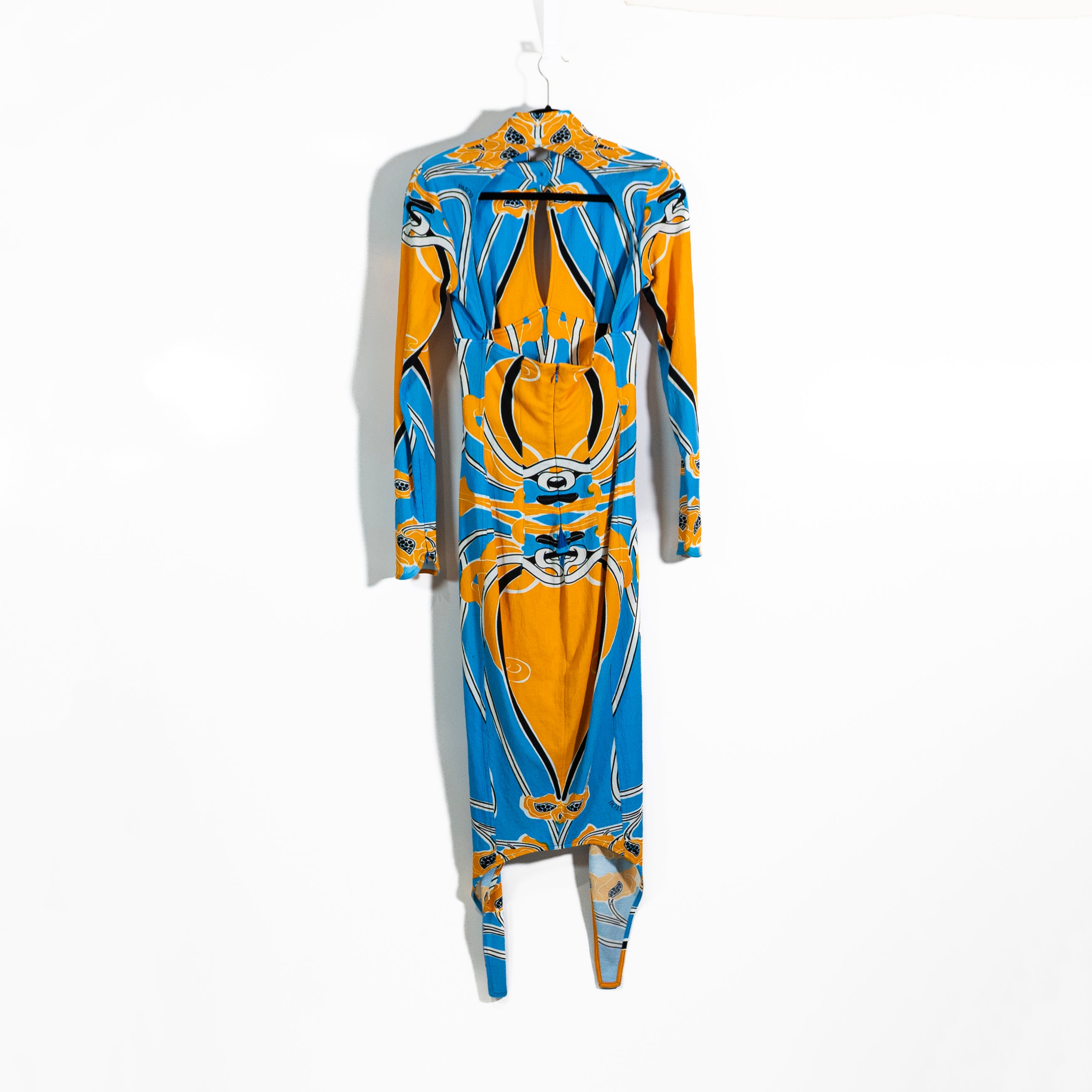 Patou Open Back In Printed Organic Stretch Seersucker Tapisserie Midi Dress 38