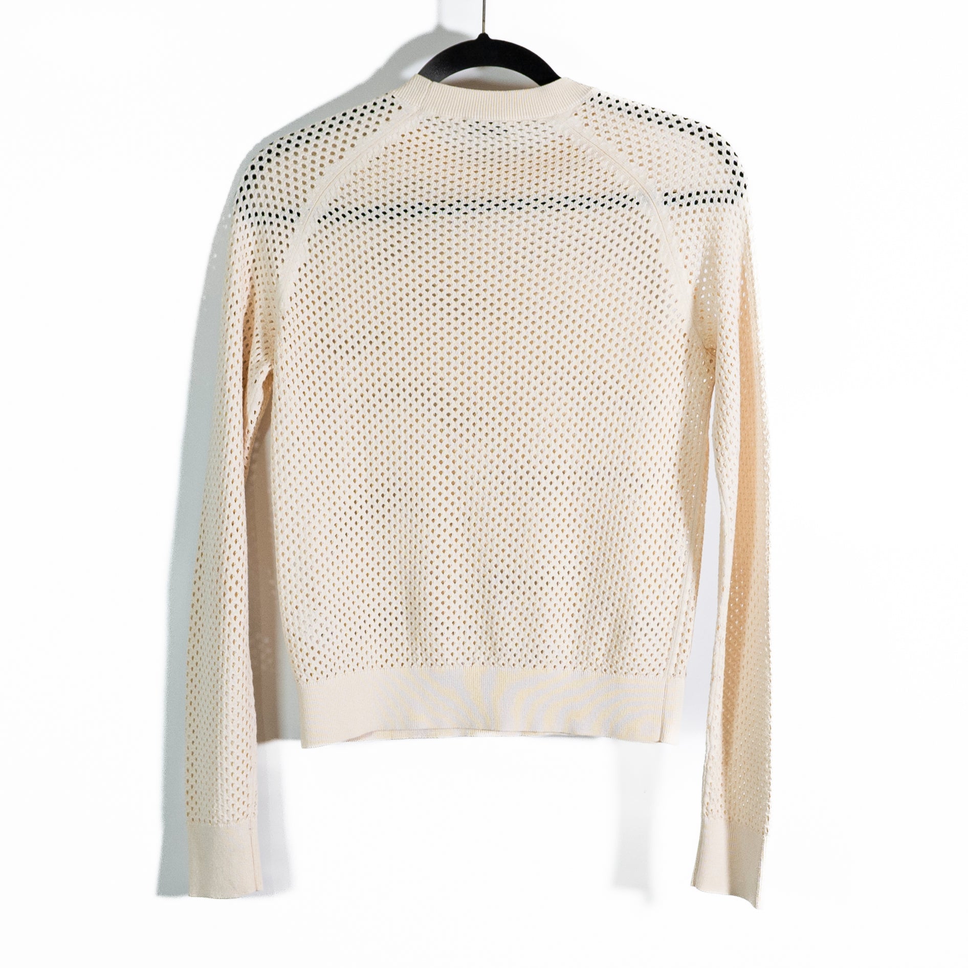 Rosetta Getty Cotton Blend Fish Net Knit Crew Neck Pullover Sweater Ivory XS