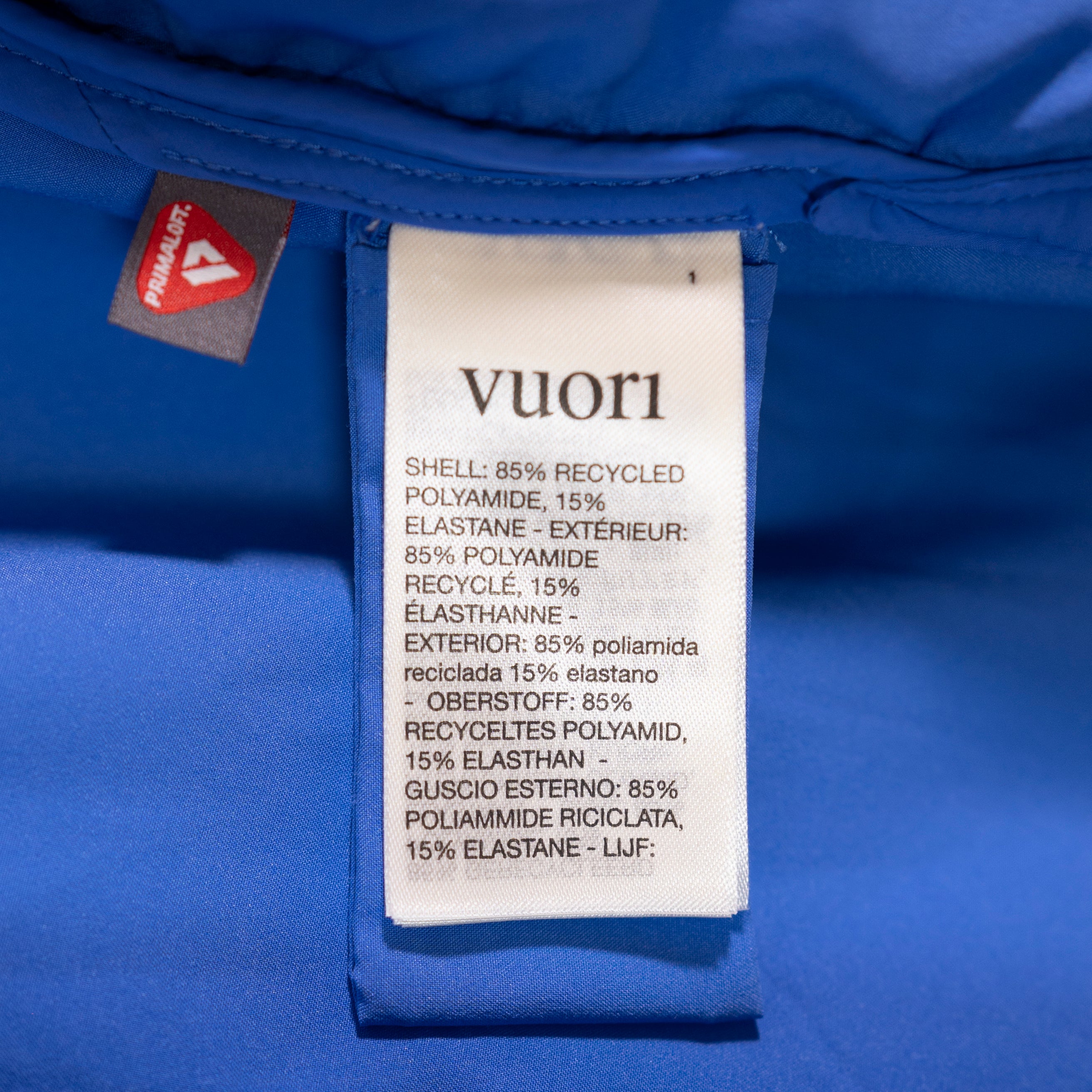 Vuori Canyon Insulated Sleeveless High Neck Full Zip Vest Jacket Bright Iris XS