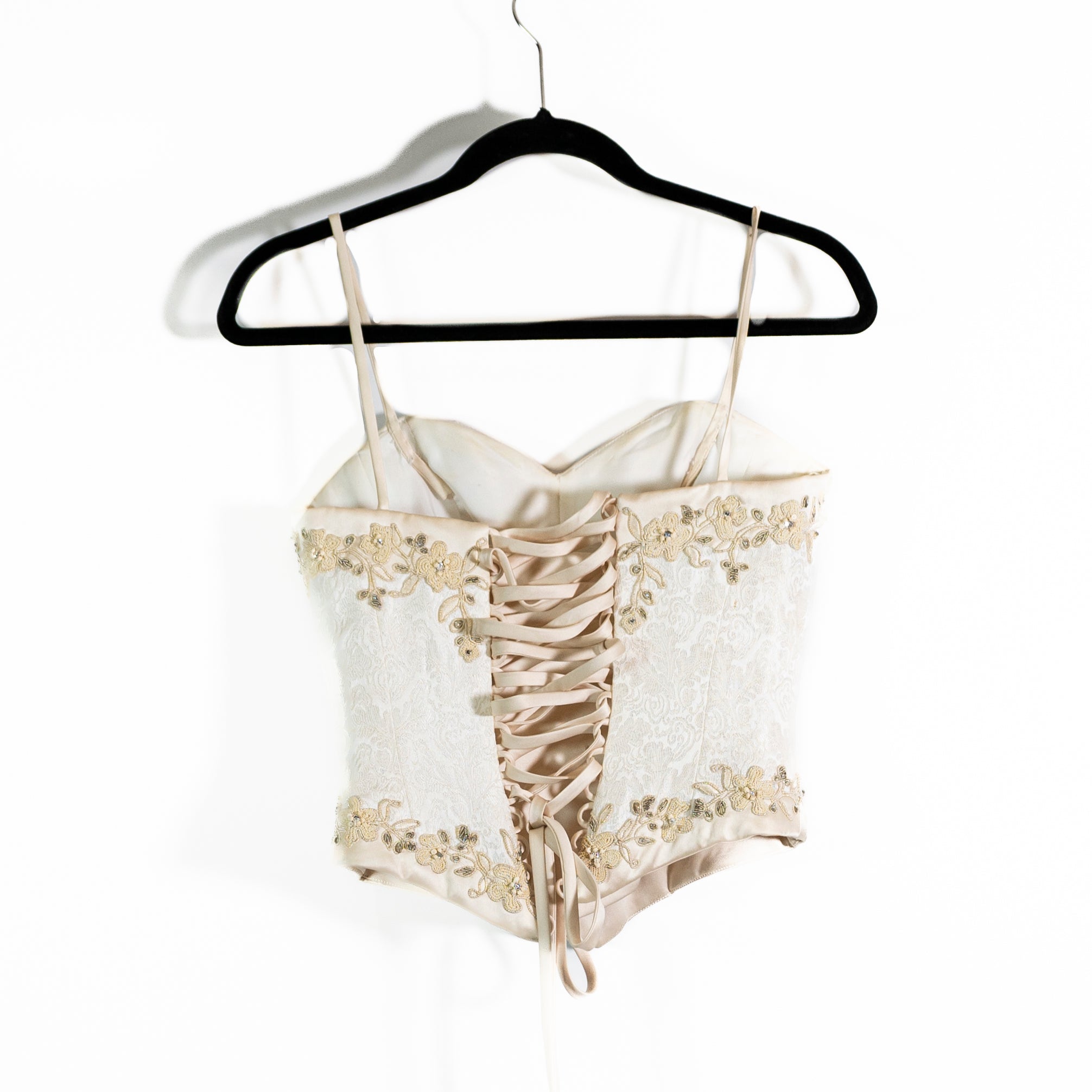 St Tropez David's Bridal Style T8007 Crystal Embroidered Lace Up Corset Top 4