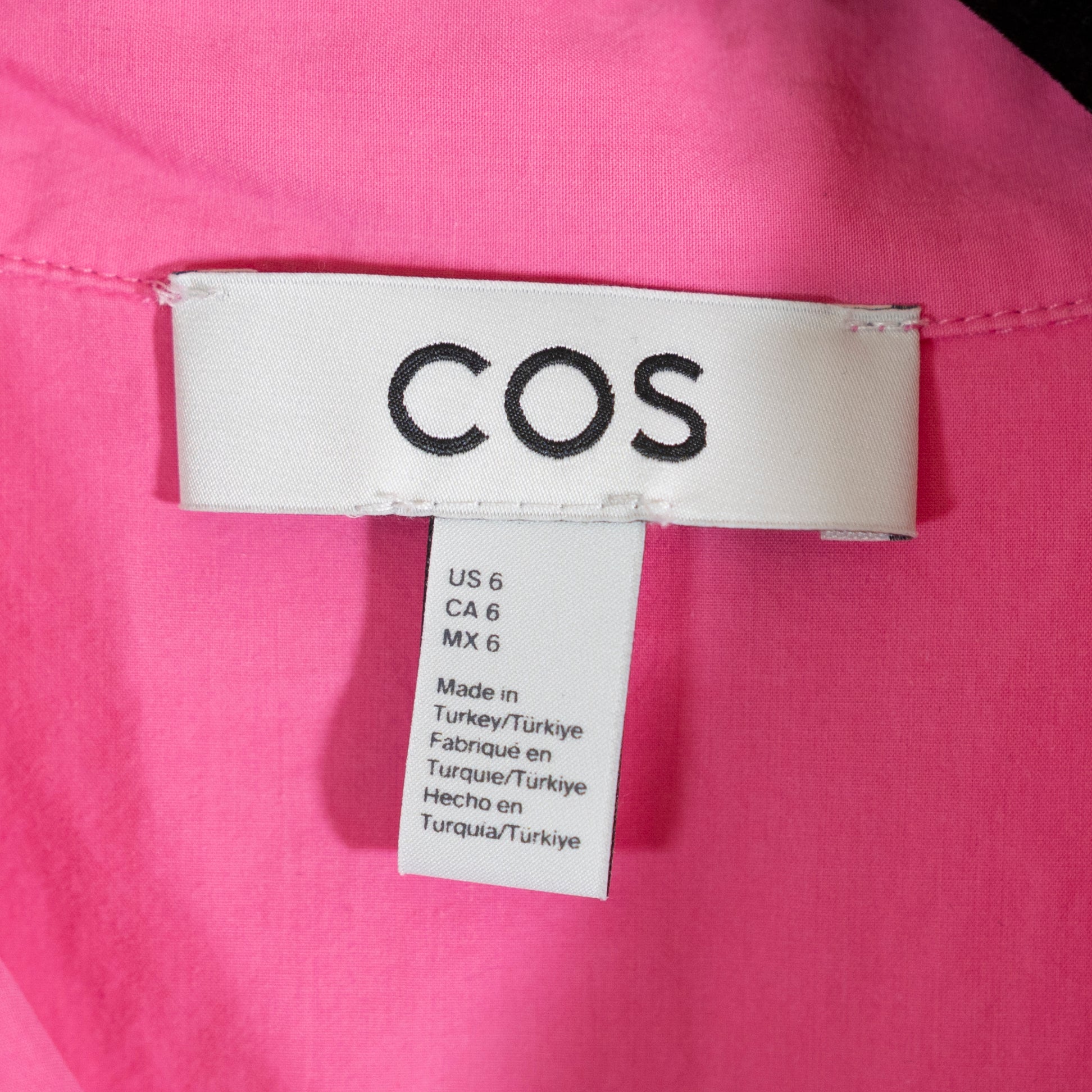 COS Cotton Poplin Short Sleeve Collared Button Front Mini Shirt Dress Pink 6