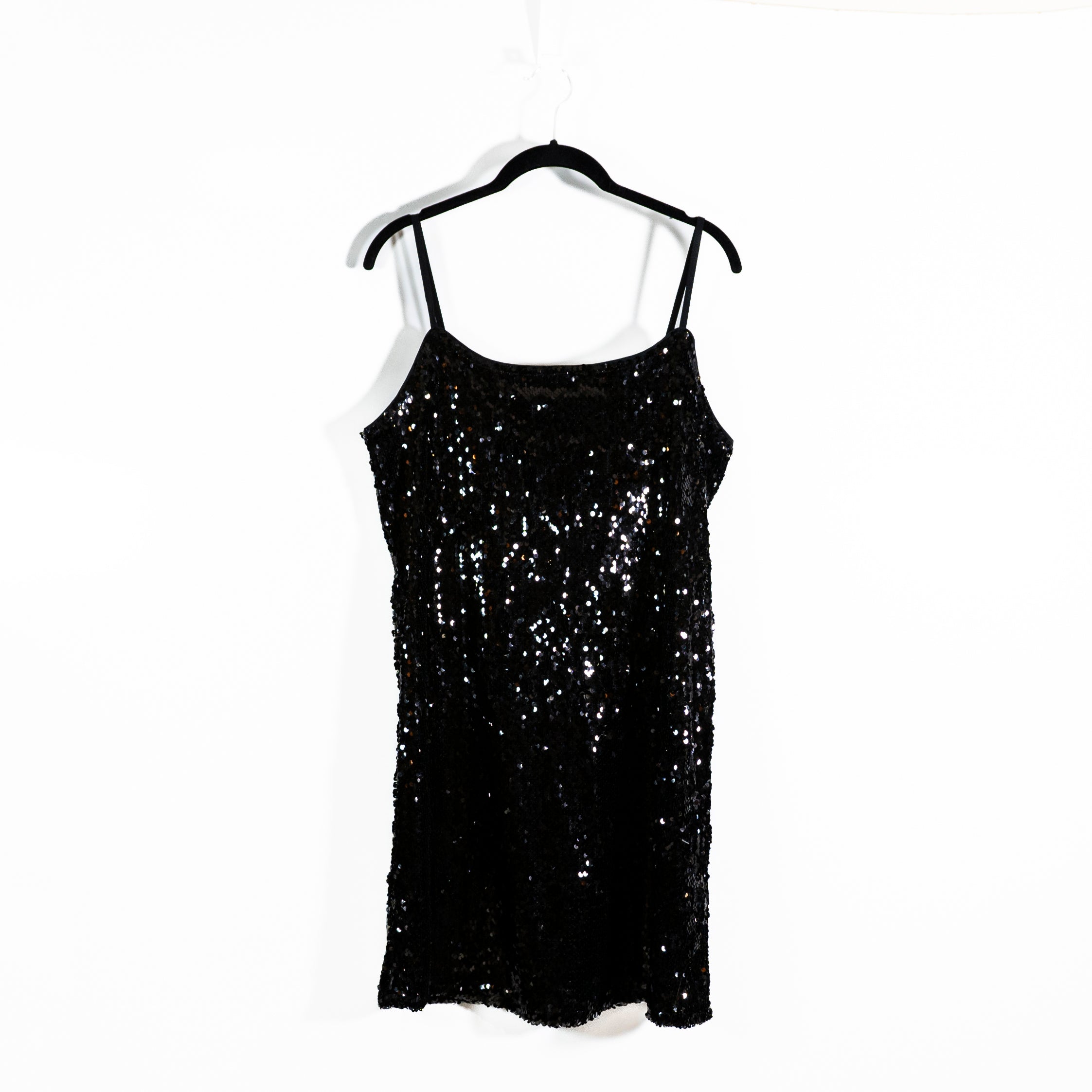 NEW Calvin Klein Sequin Embellished Sleeveless Tank Mini Party Dress Black 6