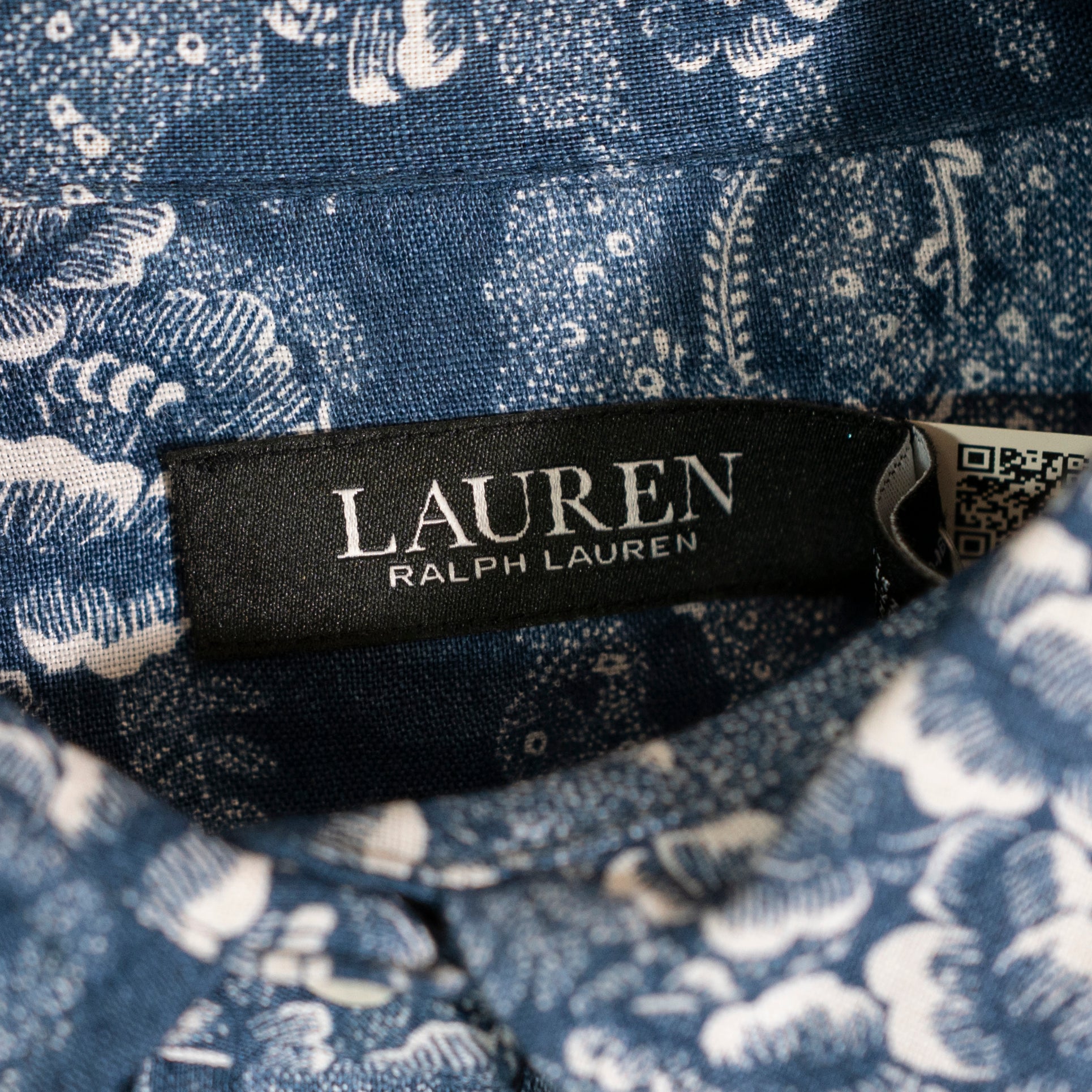 NEW Lauren Ralph Lauren Linen Floral Print Pattern Belted Shirt Dress Blue 12