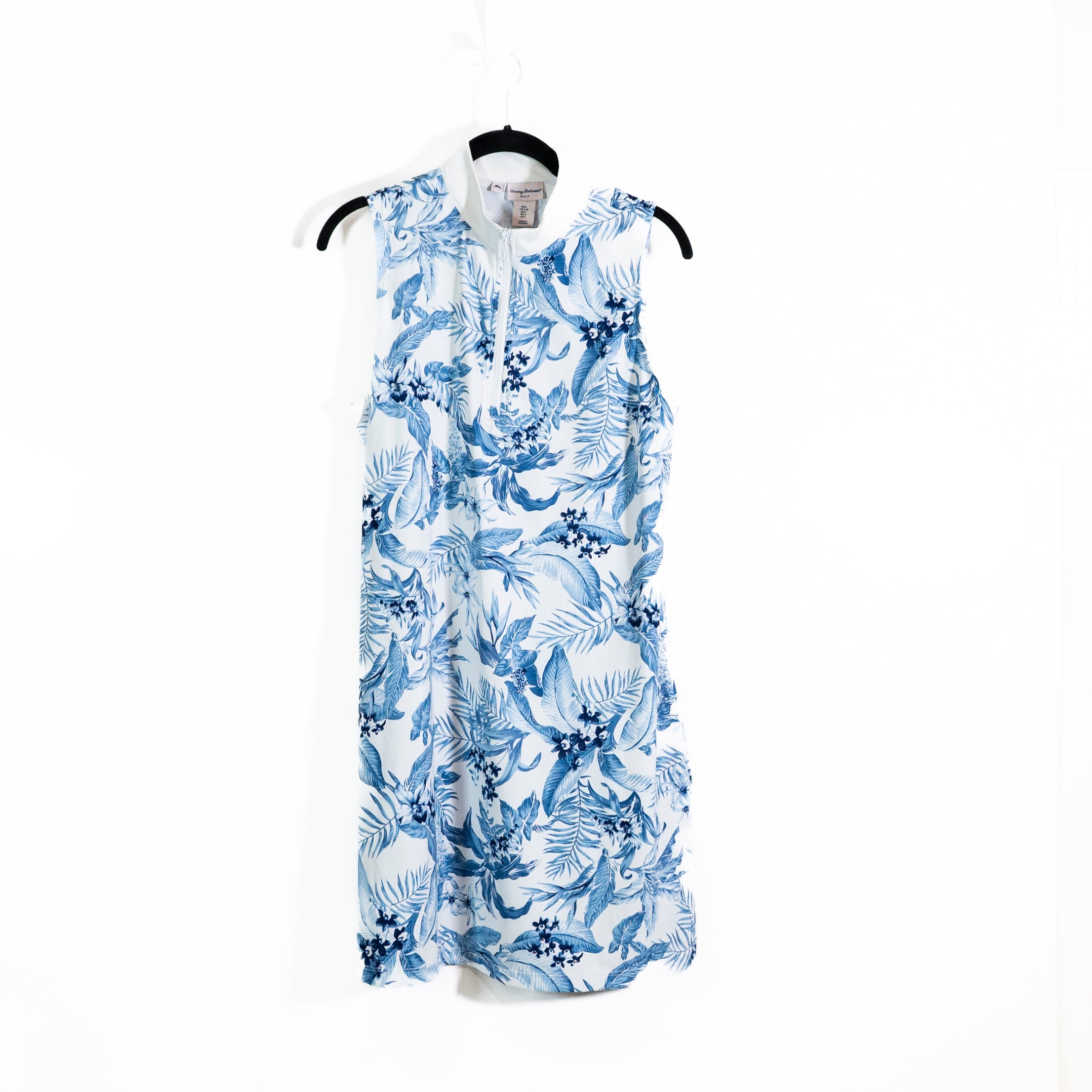 Tommy Bahama Golf Women's Sleeveless Quarter Zip Floral Mini Cooling Dress Large