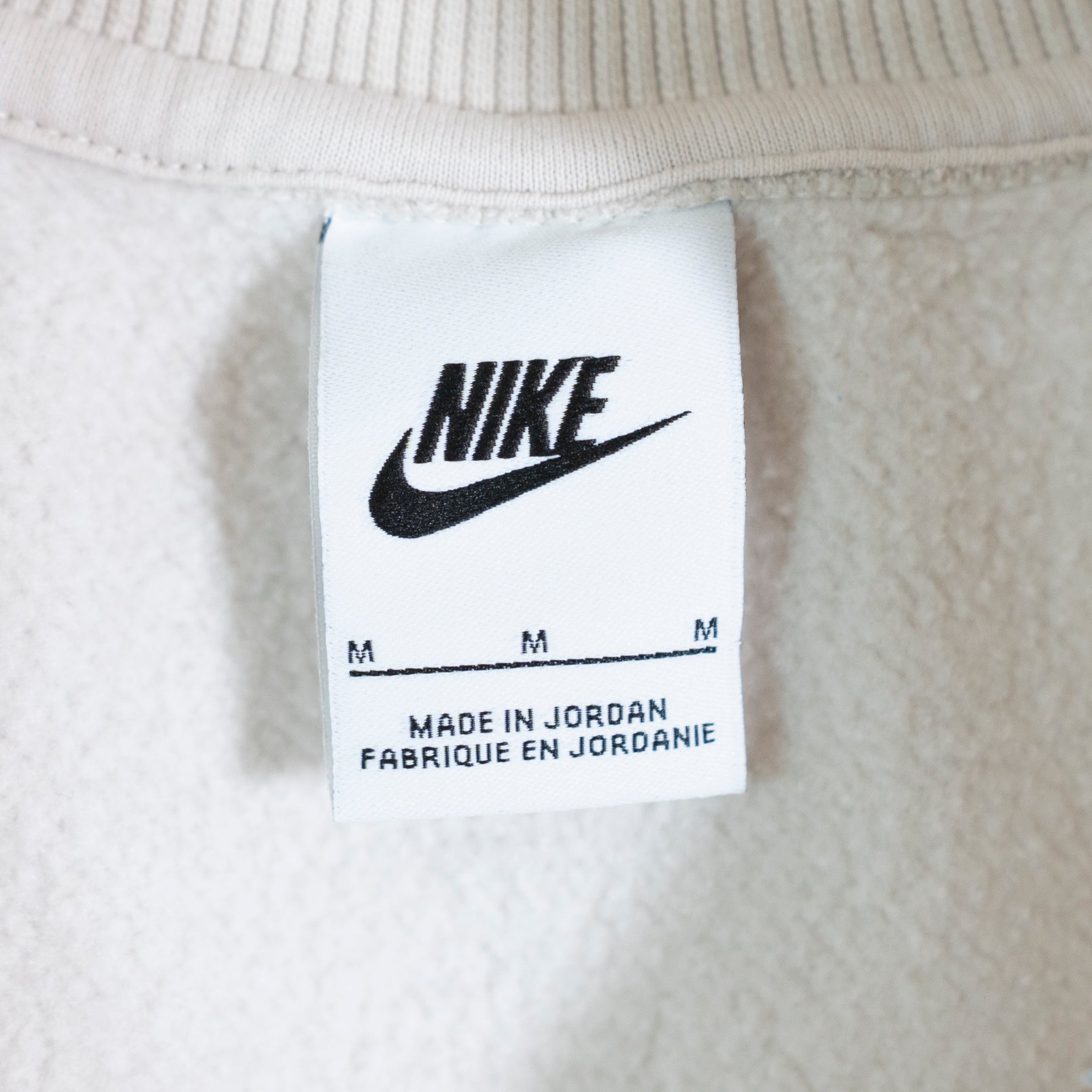 Nike Women's Cotton Fleece Lined Quarter Zip Pullover Sweater Neutral Ivory M