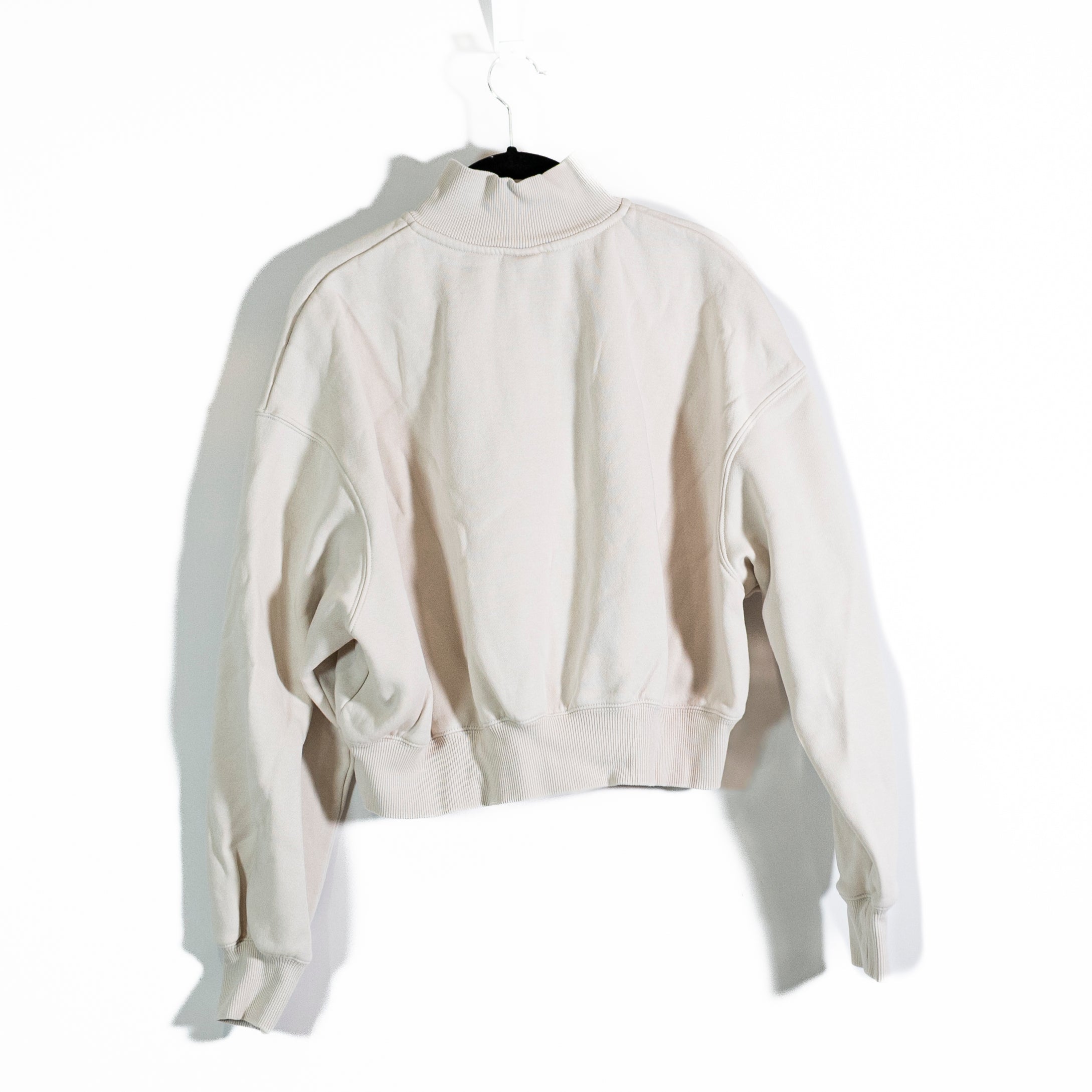 Nike Women's Cotton Fleece Lined Quarter Zip Pullover Sweater Neutral Ivory M