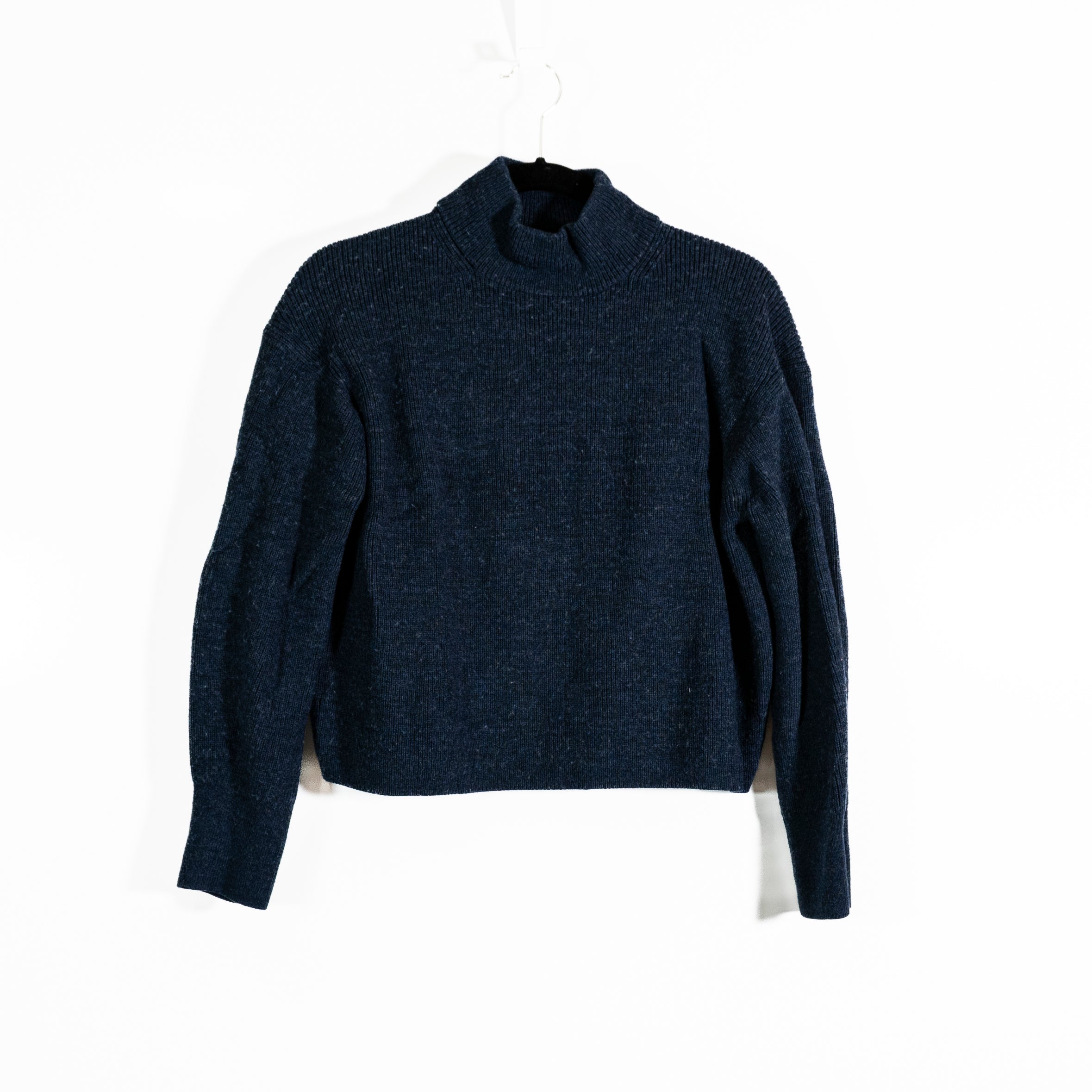 Lululemon Merino Wool-Blend Ribbed Turtleneck Sweater Heathered True Navy Blue 6