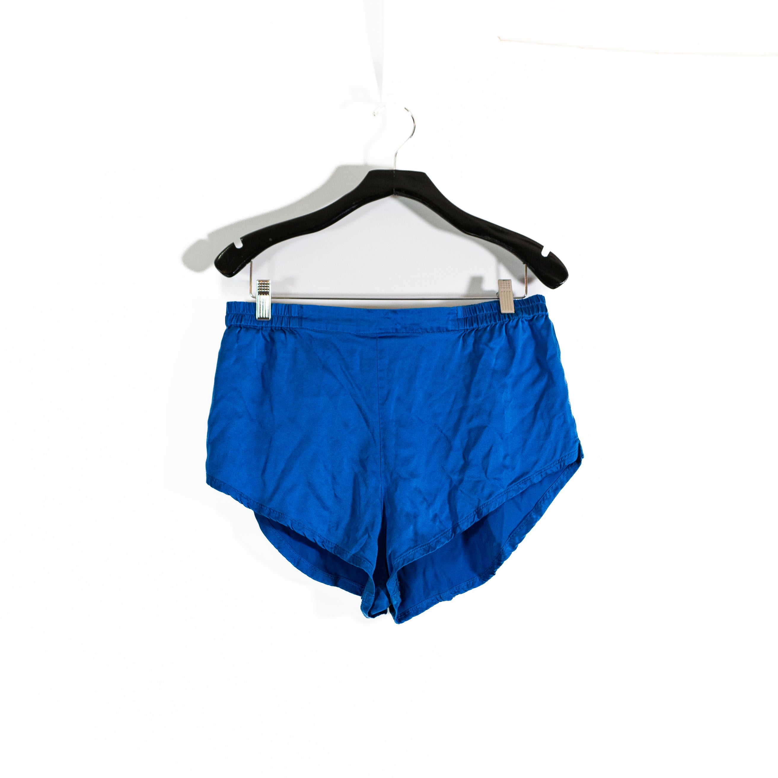 Lunya Women's Washable Silk Pull On Mini Lounge Pajama Shorts Blue Medium