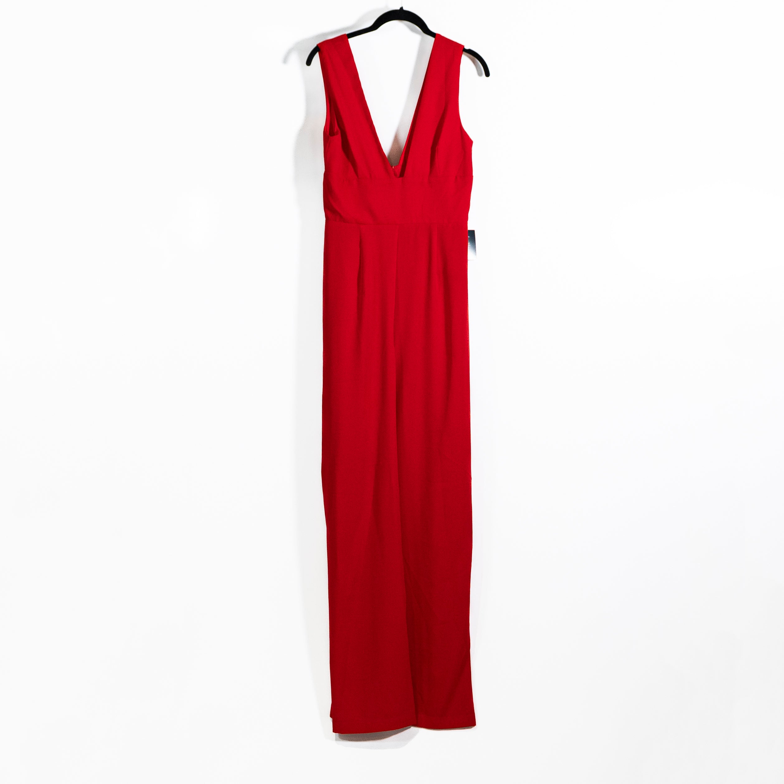 NEW Lulus Ready For It Sleeveless V Neck Straight Leg Jumpsuit Jumper Red M