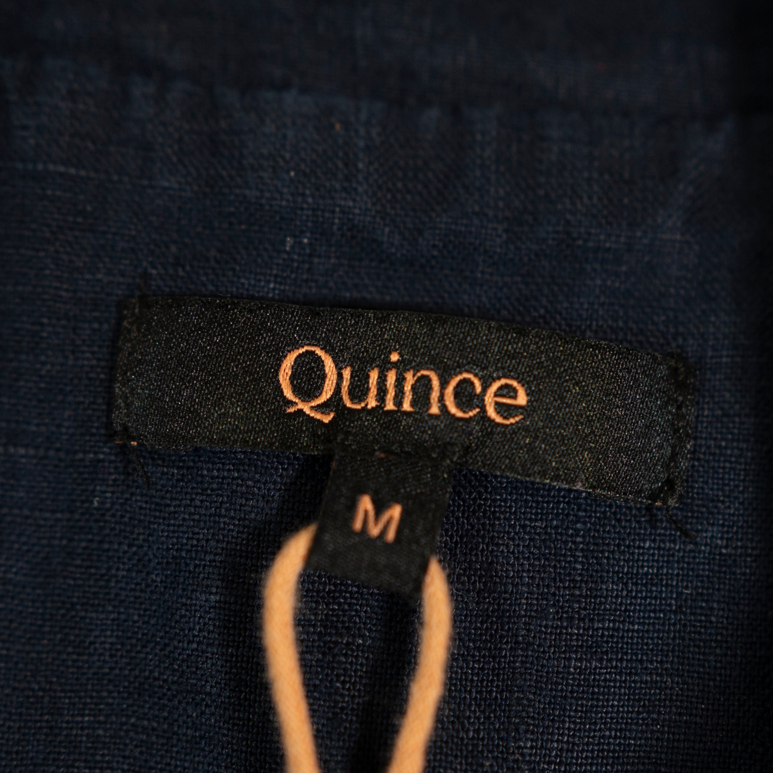 Quince Women's 100% European Linen Button Front Midi Dress Deep Navy Blue Medium