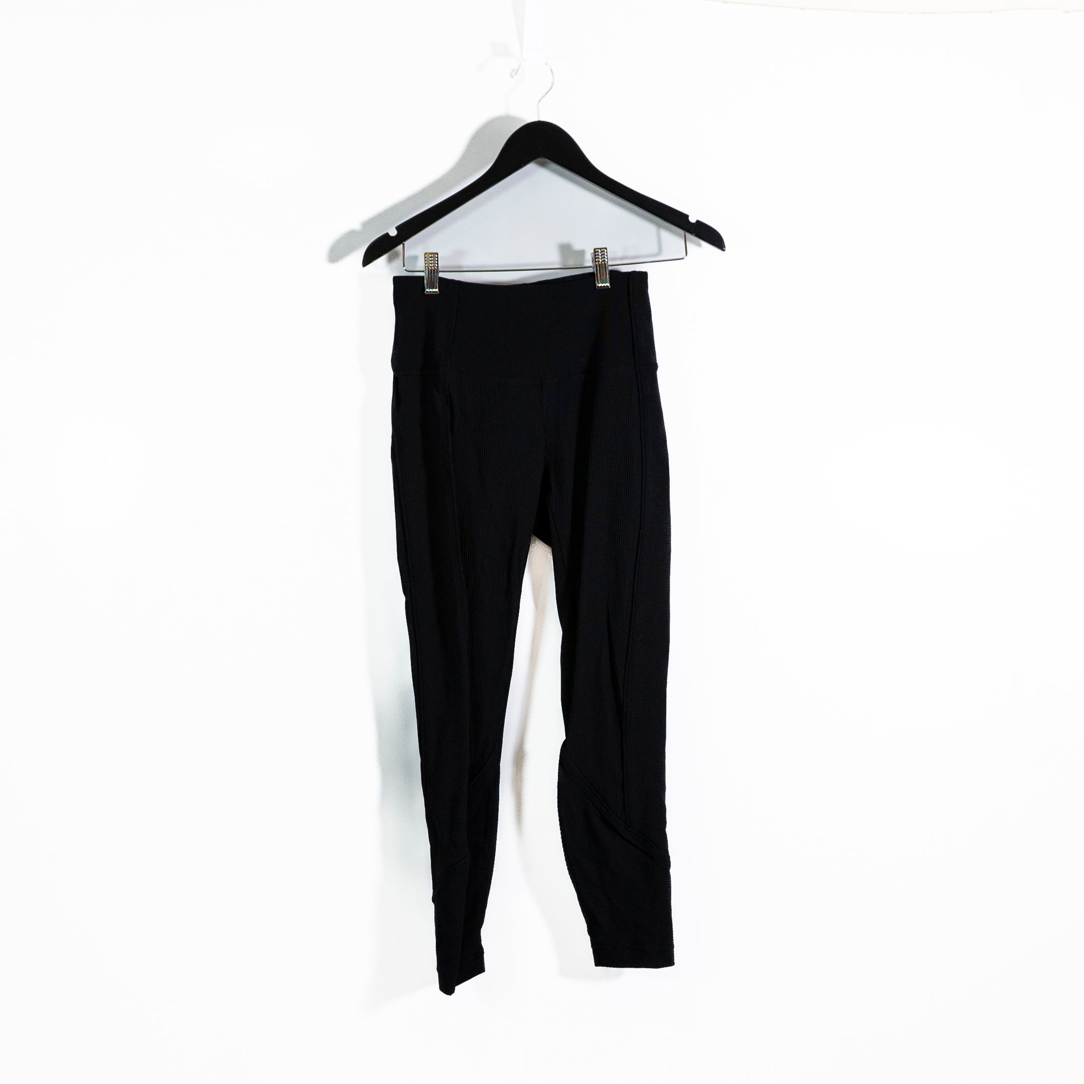 Lululemon Women's Daily Lineup 7/8 Crop Tight Leggings 25" Inseam Ribbed Black 6