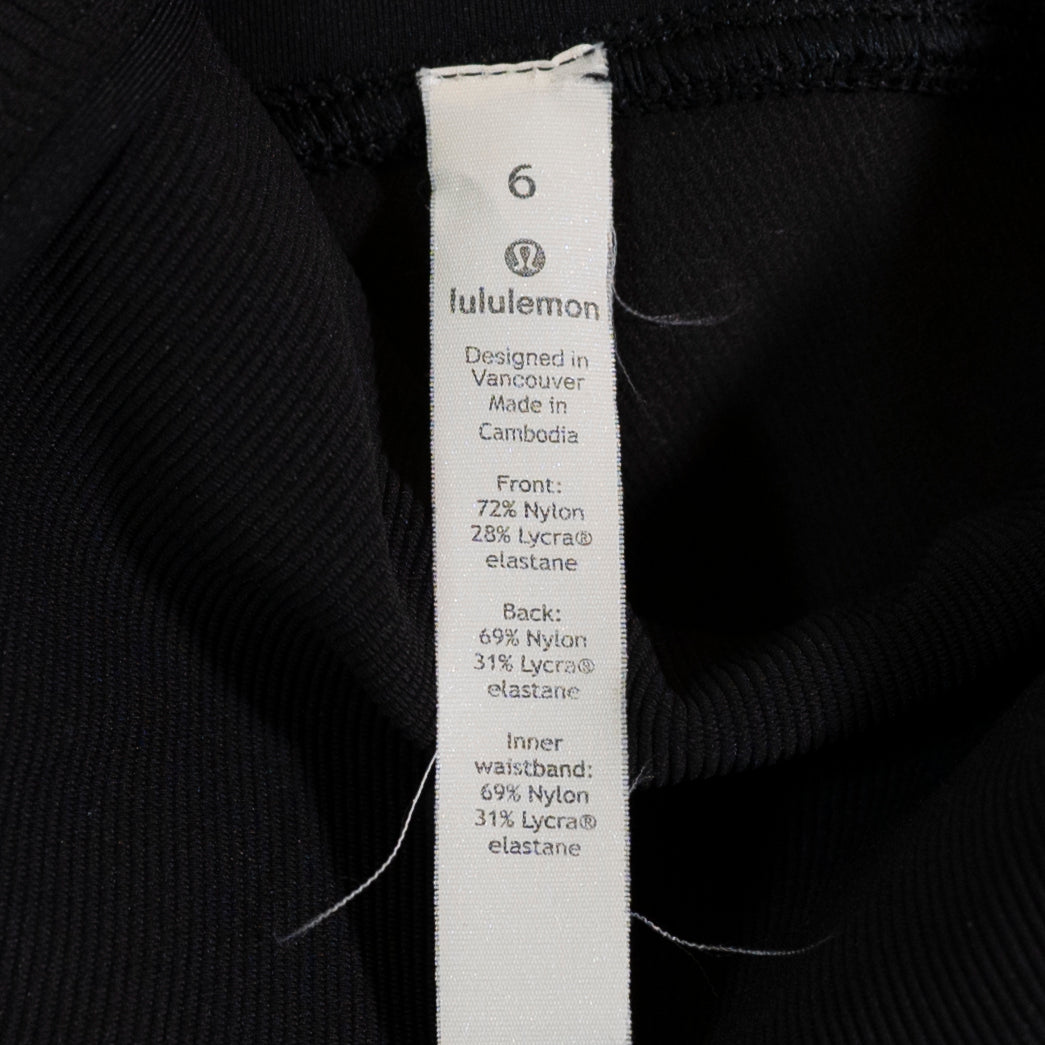 Lululemon Women's Daily Lineup 7/8 Crop Tight Leggings 25" Inseam Ribbed Black 6