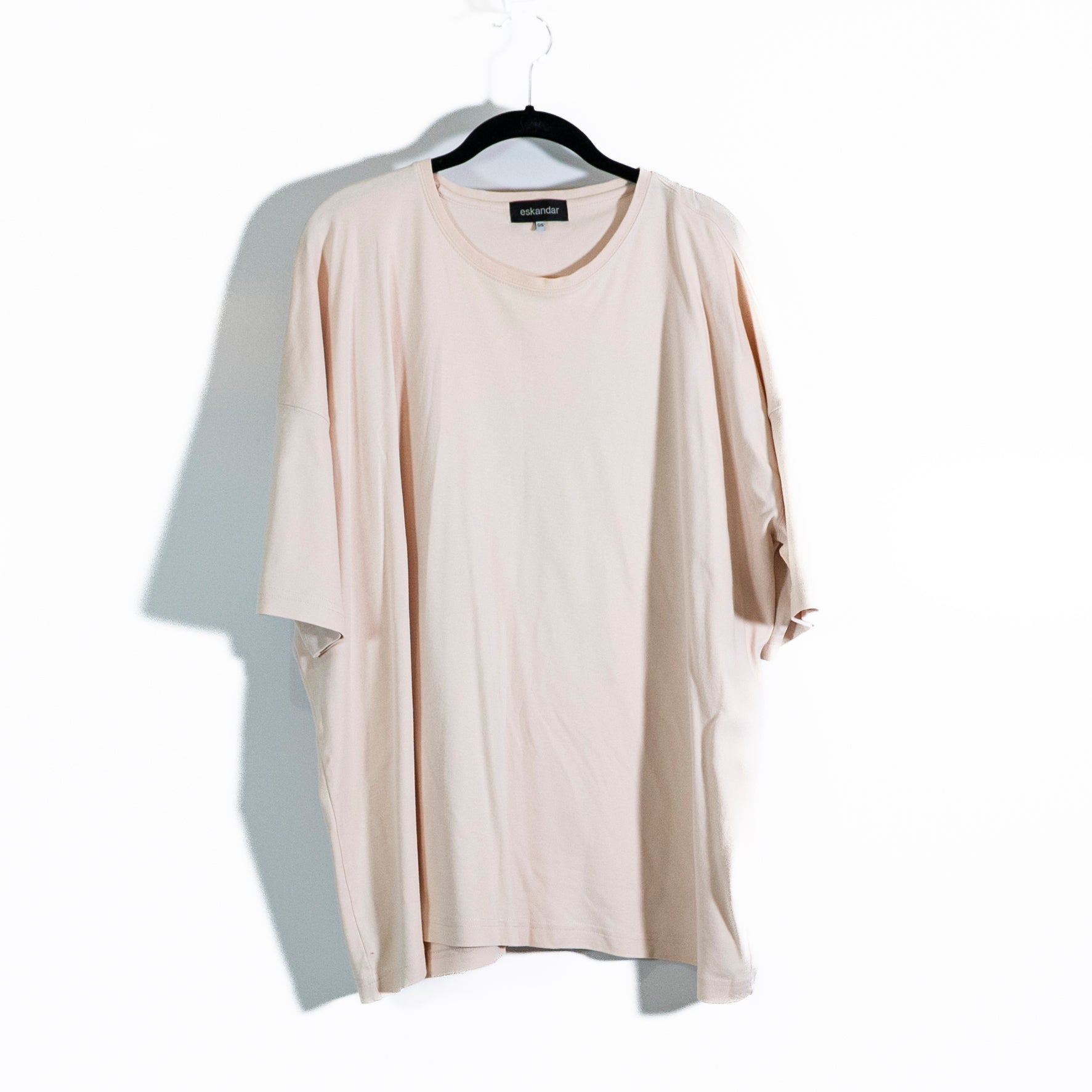 Eskandar Pima Cotton Crew Neck Half Sleeve Tee Shirt Pink Neutral OS